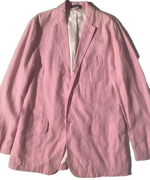 POLO RALPH LAUREN Mens Pink 100% Linen Made In Italy Sport Coat Blazer sz 42L