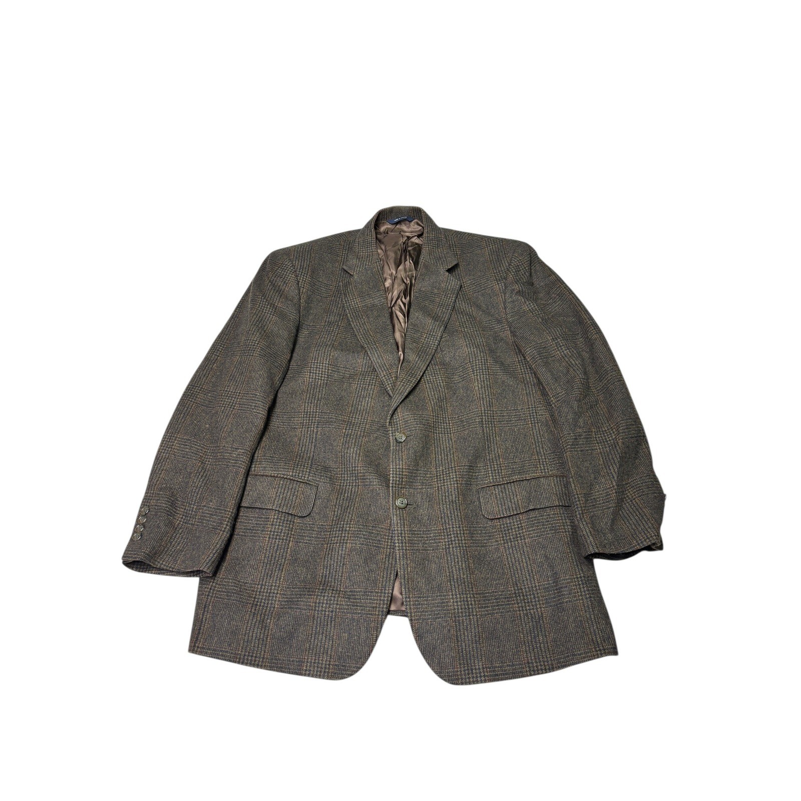 Brooks Brothers Camel Hair Blazer Jacket 43R Plaid Wool Blend Sport Coat Mens