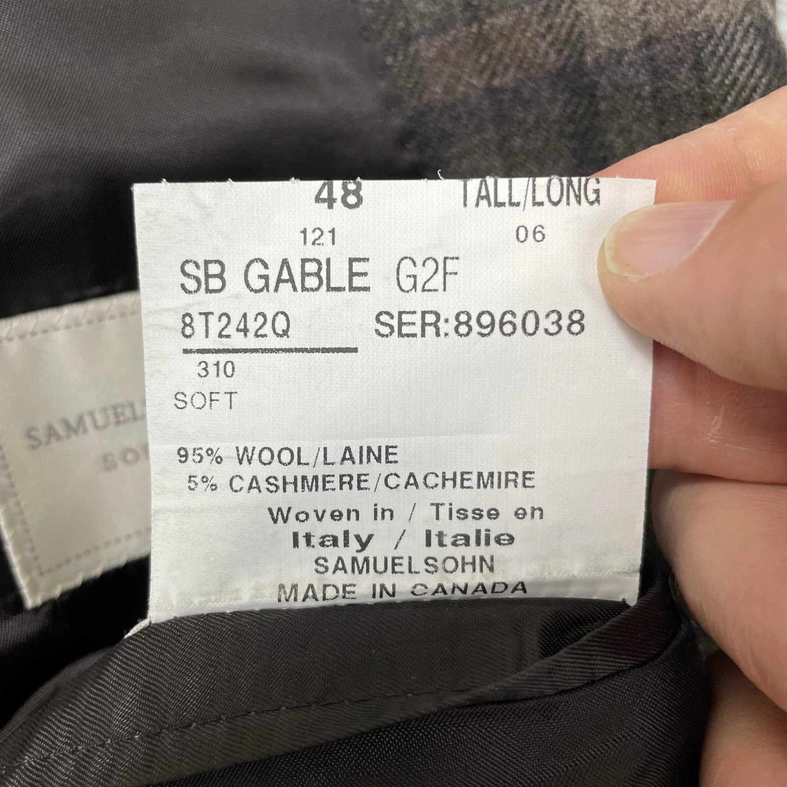 Samuelsohn Sport Coat Mens 48L Brown Plaid Wool Cashmere Soft Tweed Canada