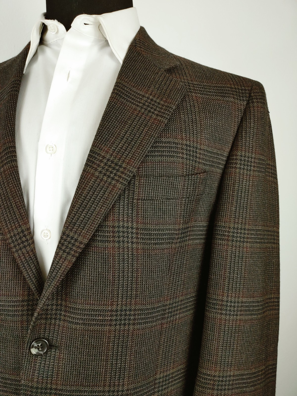Jos. A. Bank Mens 42R Dark Brown Glen Plaid Check Tweed Blazer Sport Coat Jacket