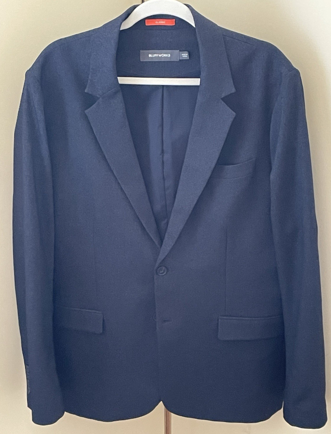 Bluffworks Gramercy Blazer Men’s Size 46L Navy Blue Classic Fit Pocket Lined