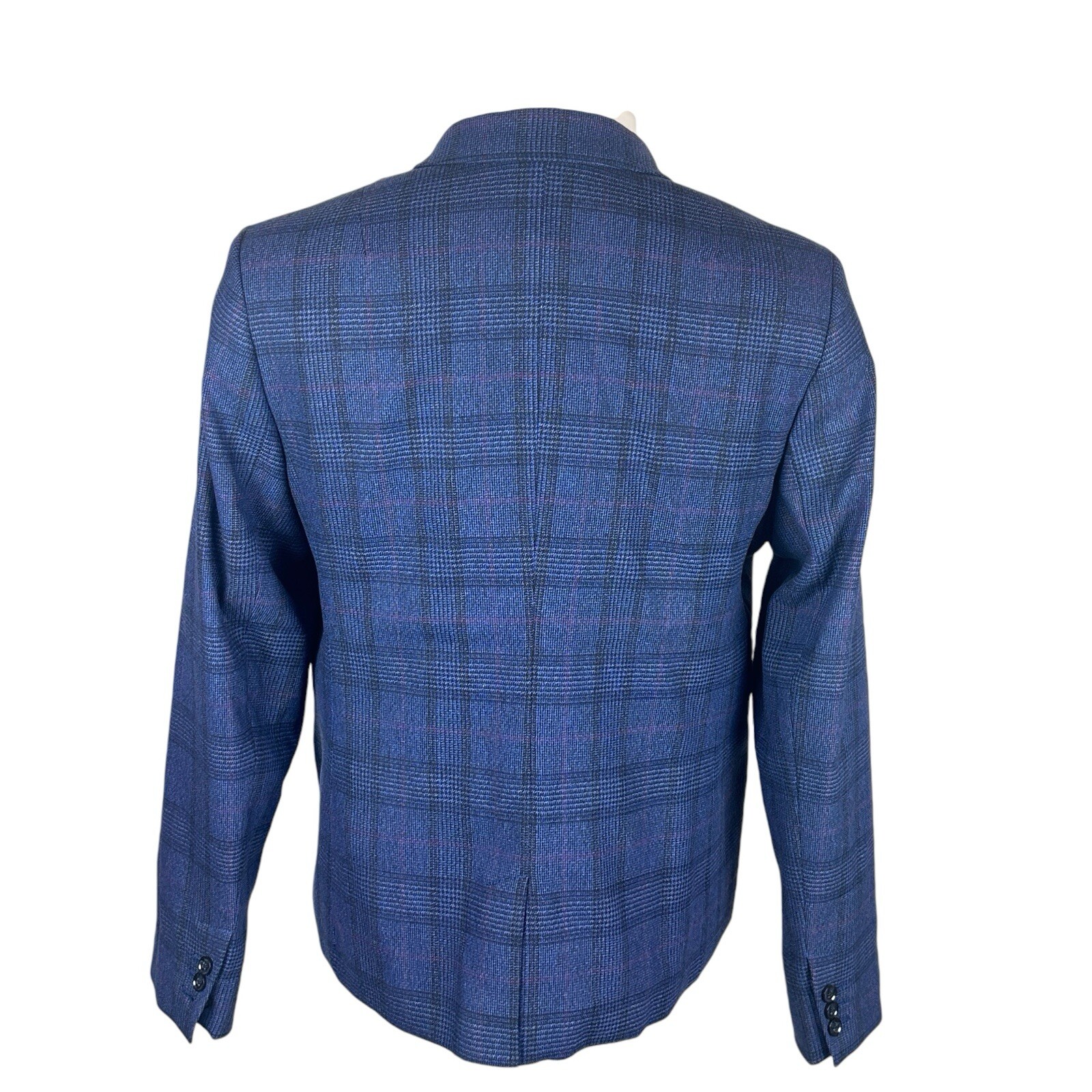 $260 New Banana Republic Blue Plaid DB Peak Sport Coat Jacket Blazer 16 Womens