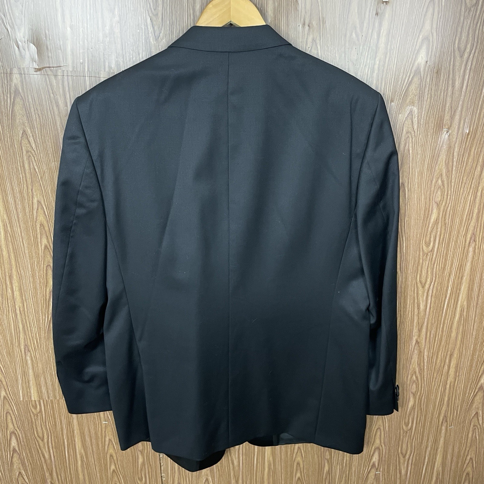 JNY Jones New York 2 Piece Tuxedo Suit Mens 46L 38×33 Black Wool Two Buttons