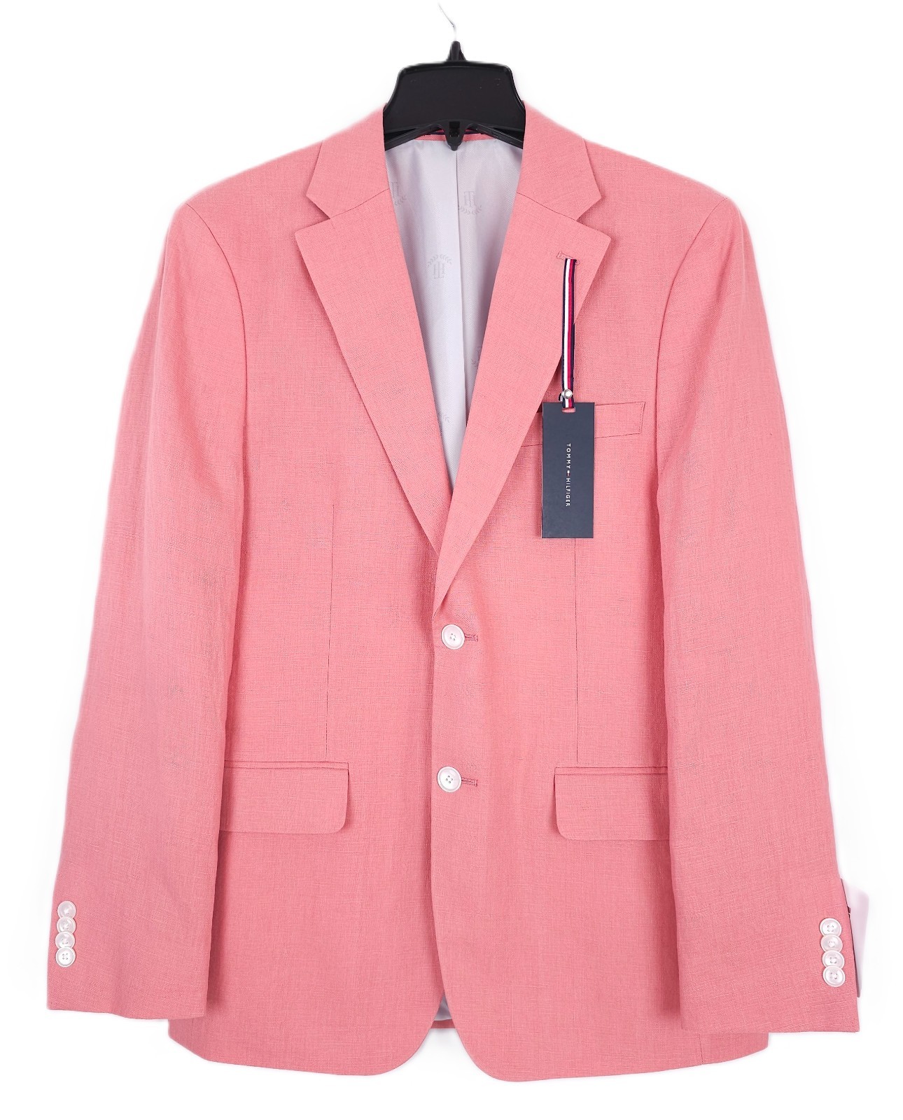 Tommy Hilfiger Mens Modern Fit Linen Sport Coat Blazer 40S Light Red Solid NWT