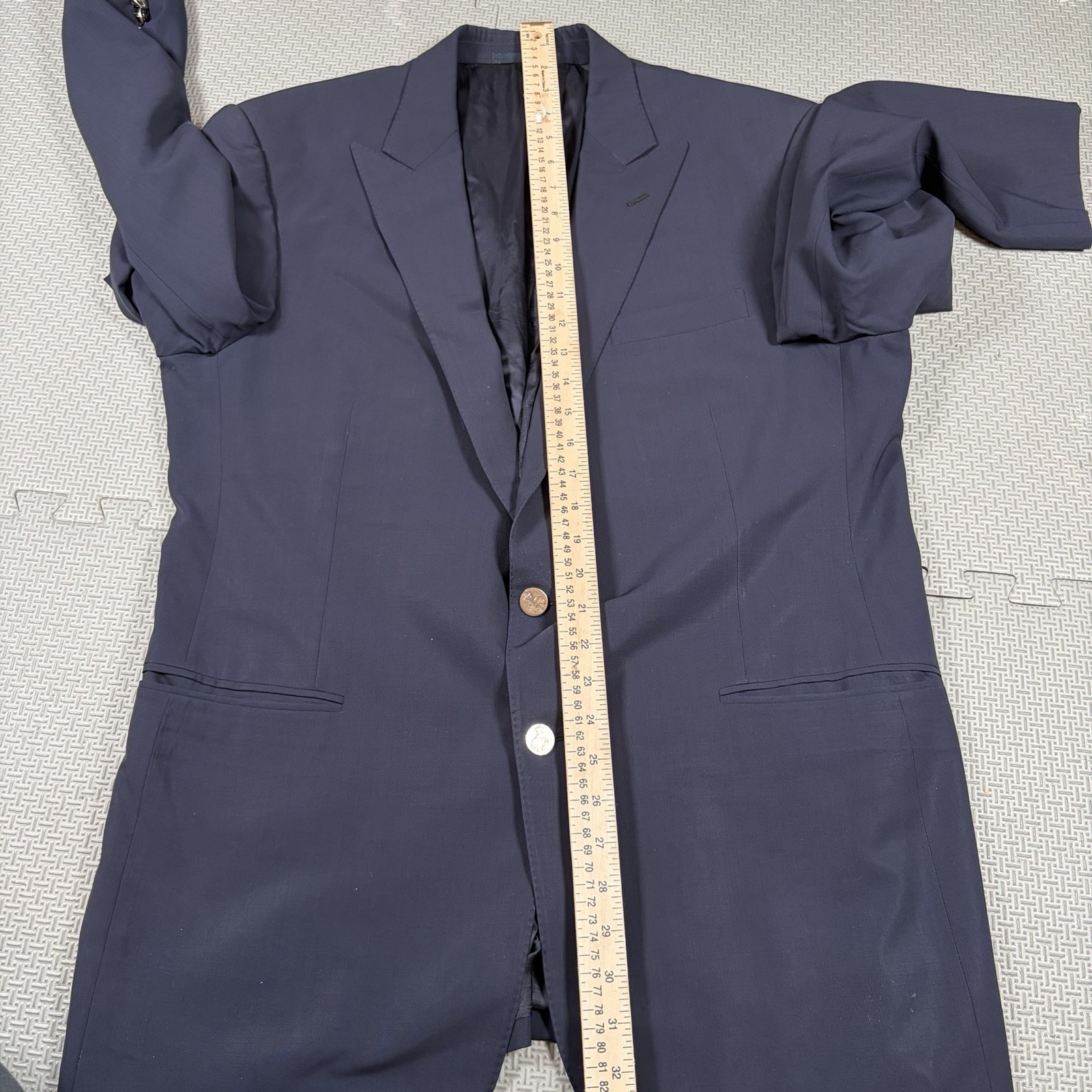 Ralph Lauren Black Label Navy Blue 100% Wool Blazer Made in Italy Mens 44R