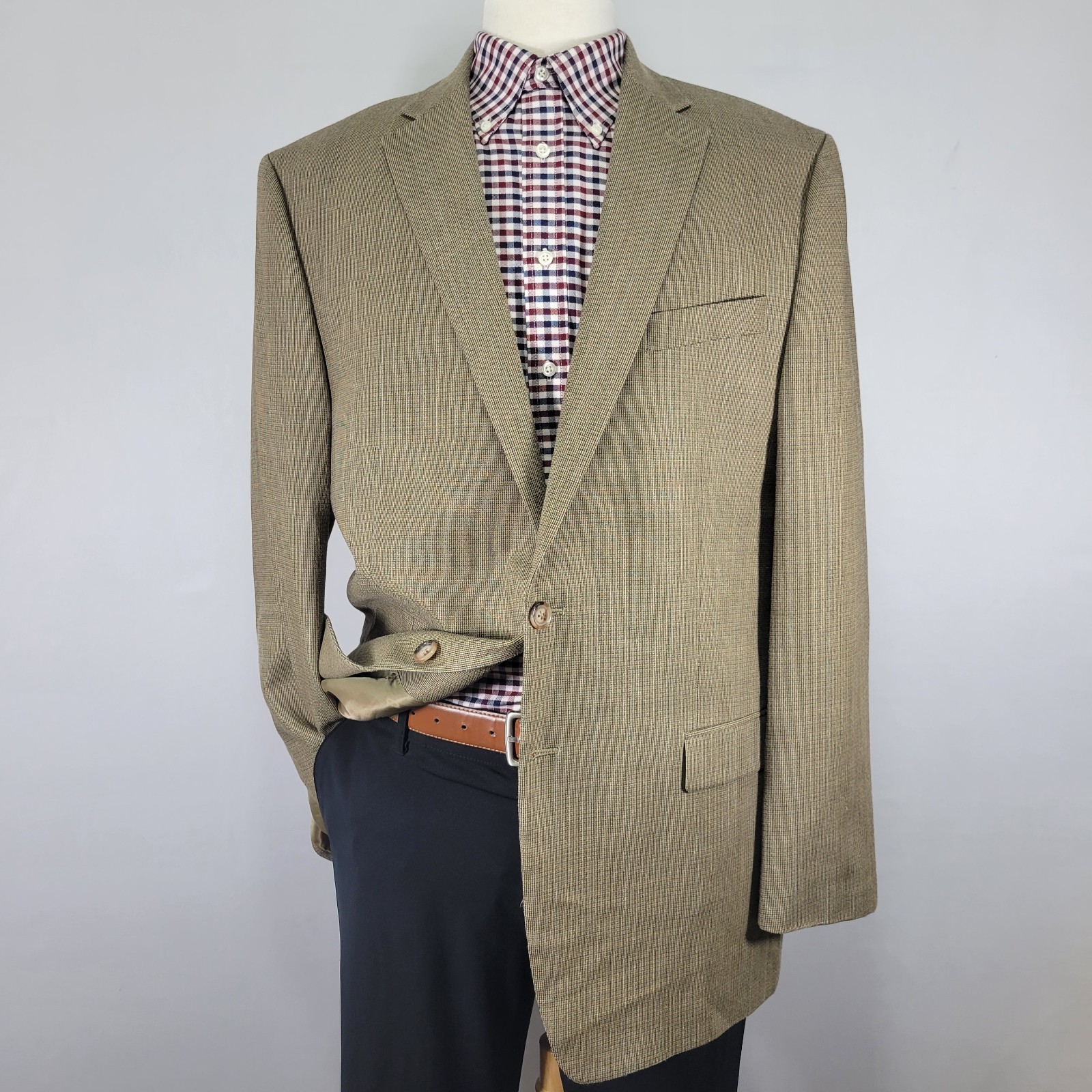 Lauren Ralph Lauren Men’s Sport Coat Blazer Two Button Beige Silk Wool Size 44L