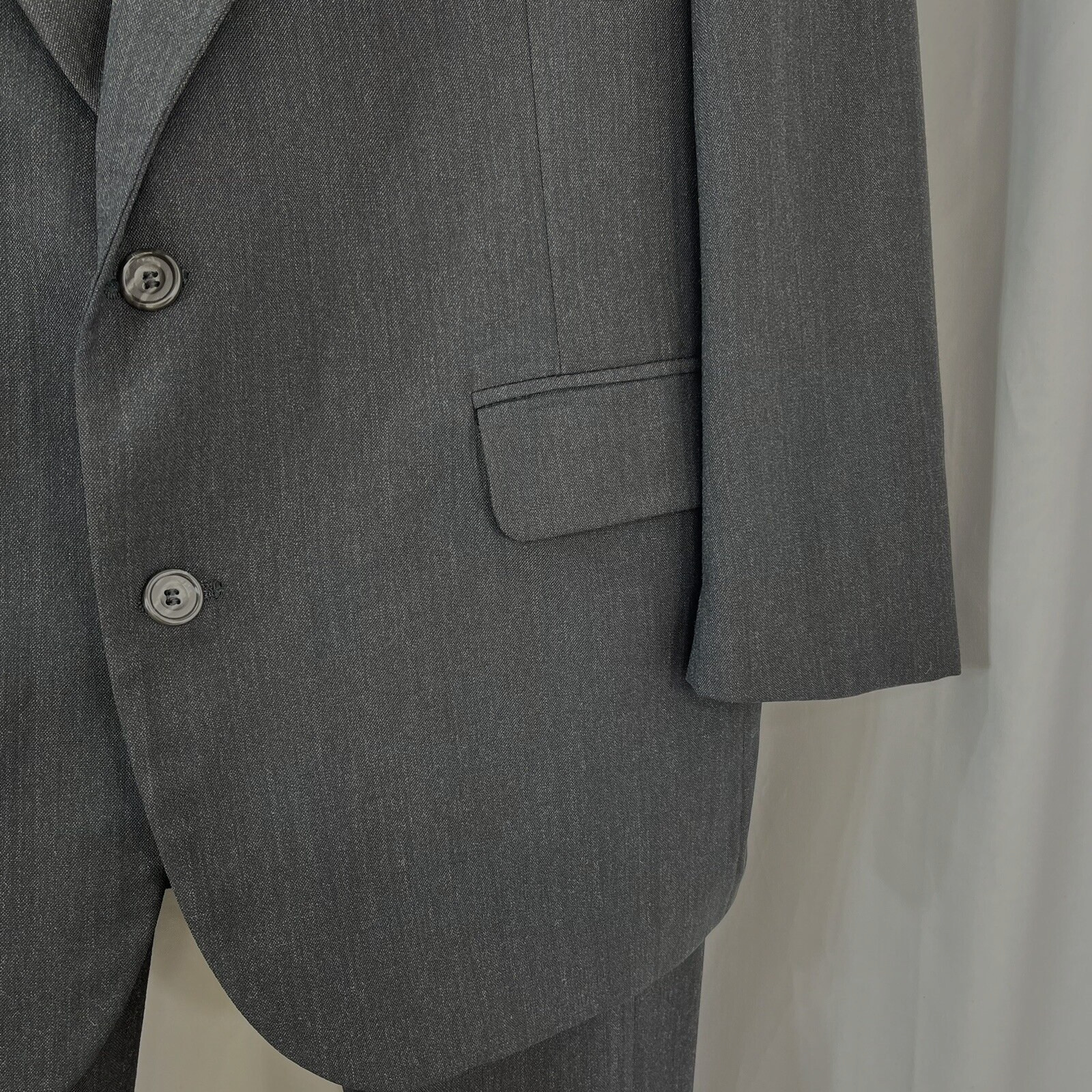 Evan Picone Mens Dark Gray Wool Suit Jacket 44R Pants 38X28 Union Made USA