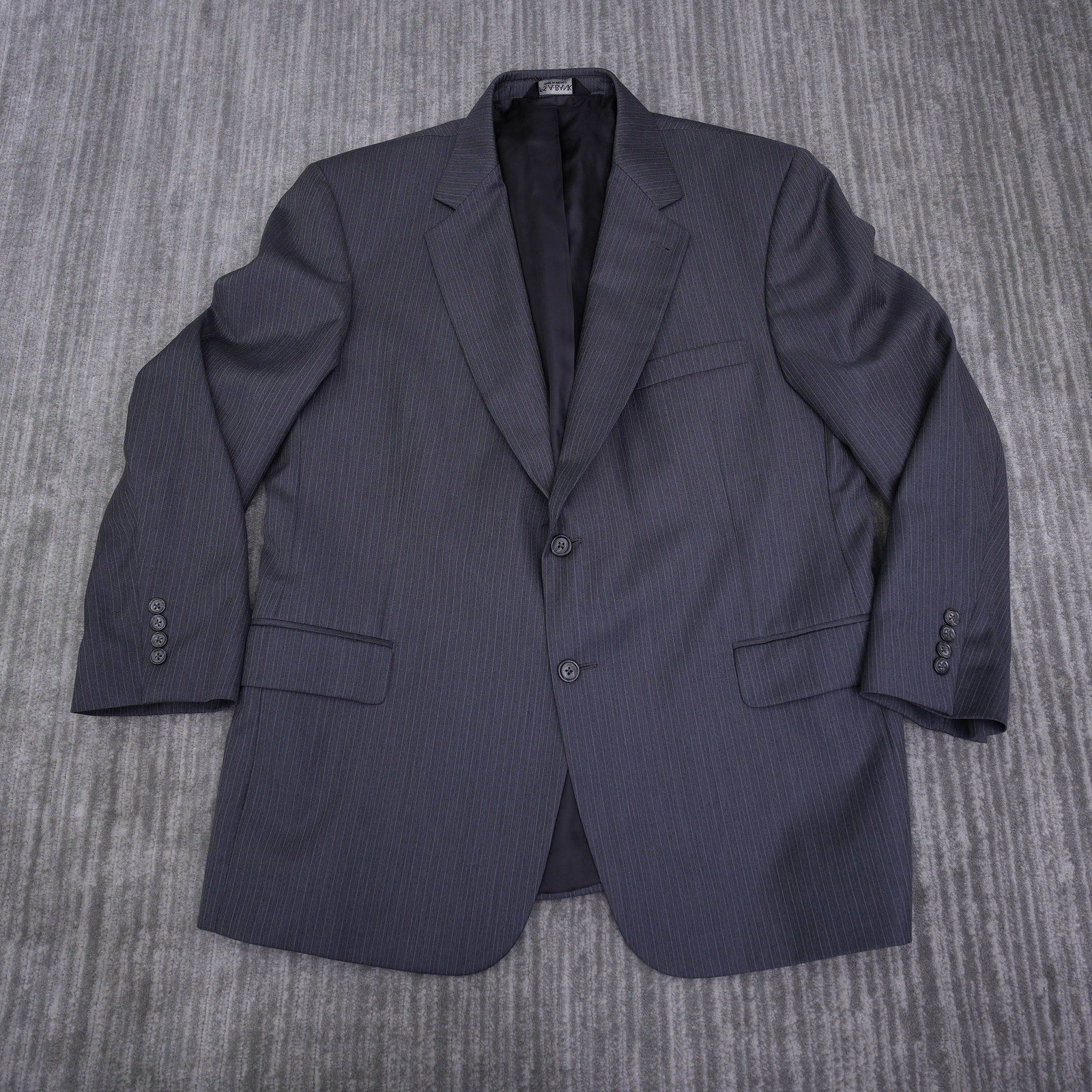 Jos. A. Bank Mens 46 SH Gordon Suit Jacket Charcoal Grey Pinstripe 100% Wool