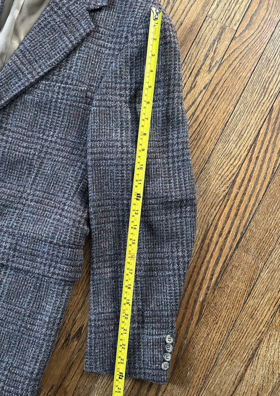 Vintage Hunting Horn Wool Tweed Sport Coat Mens Approx 40R USA Glen Plaid