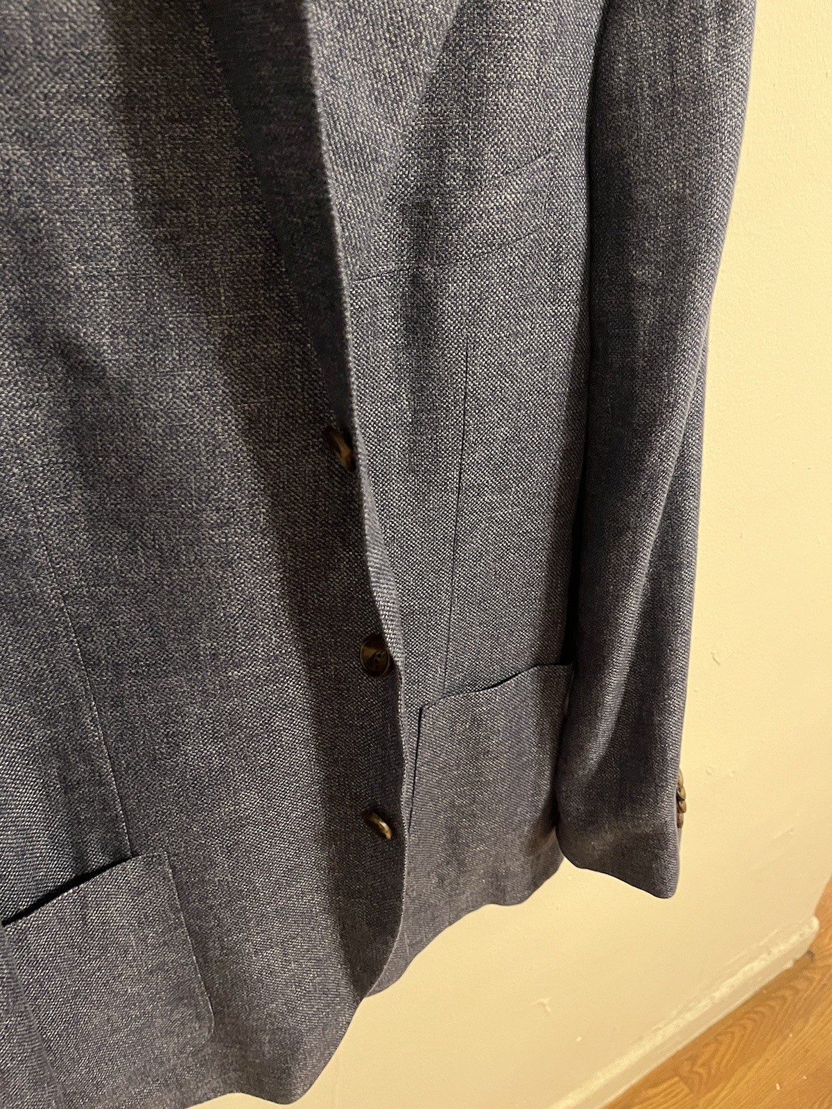 Proper Cloth blue linen 3/2 roll unlined sport coat 43R slim 44R SUMMER