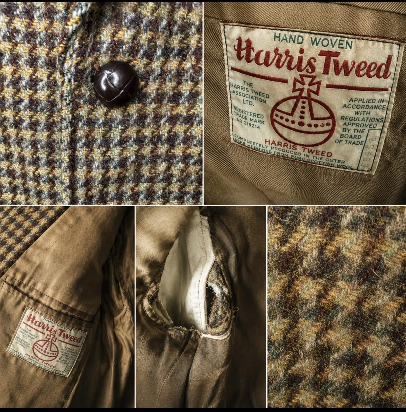 Vintage c. 1960s Harris Tweed Hand Woven Wool Sport Coat, Made in Scotland