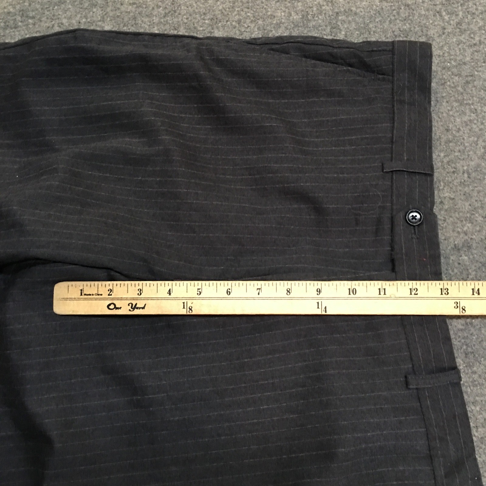 Jones New York City Suit Mens 42R 36×30 Charcoal Gray Pinstripe 100% Wool 2pc