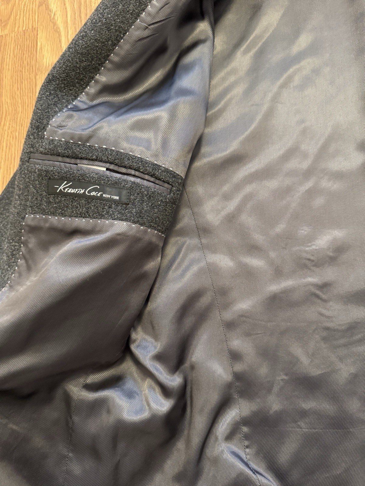 Kenneth Cole New York Men Blazer 100% Wool Gray Size: 46 XL Made in Mexico