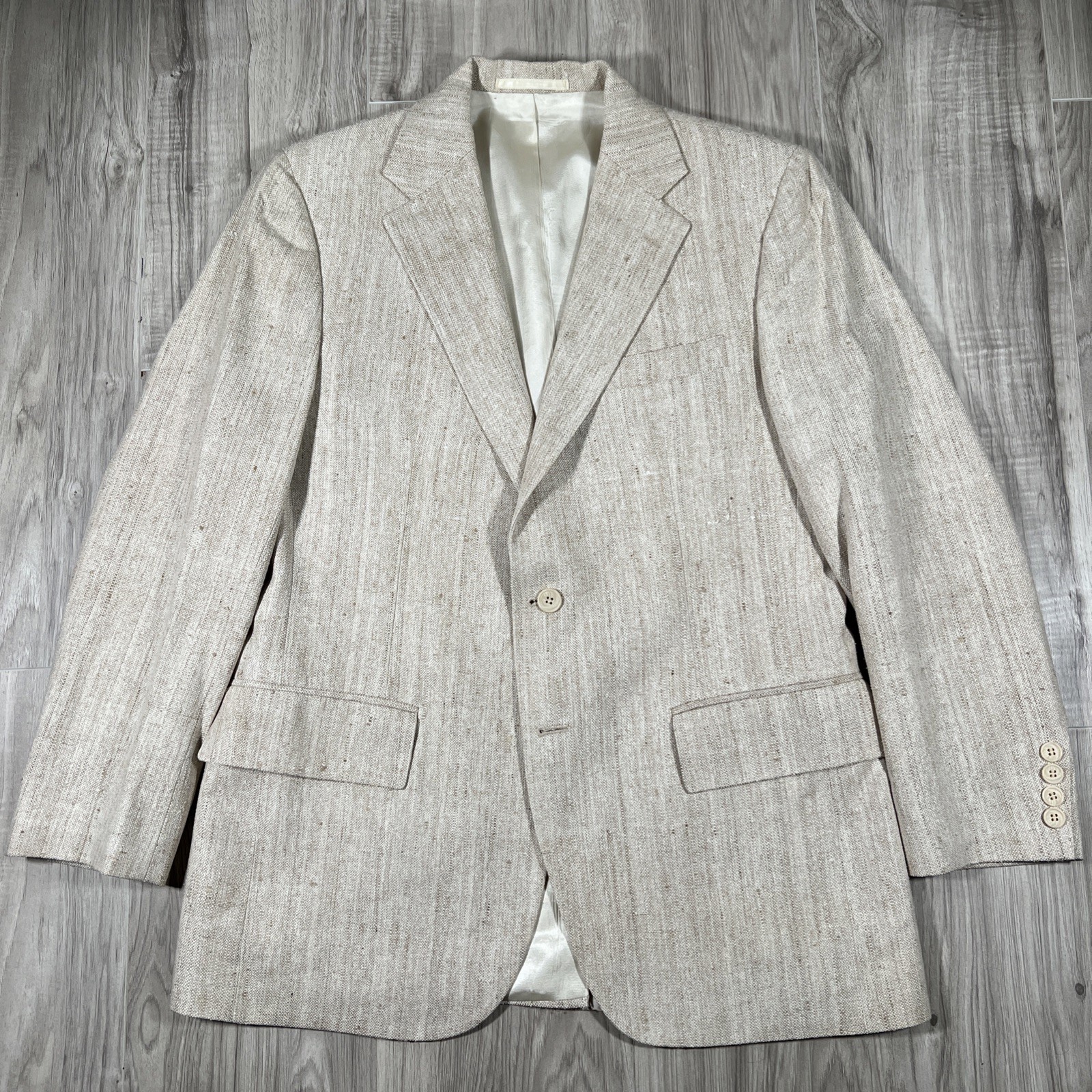 Stanley Blacker Jordan Marsh Men’s Vintage Tweed Blazer Jacket Khaki USA 40R