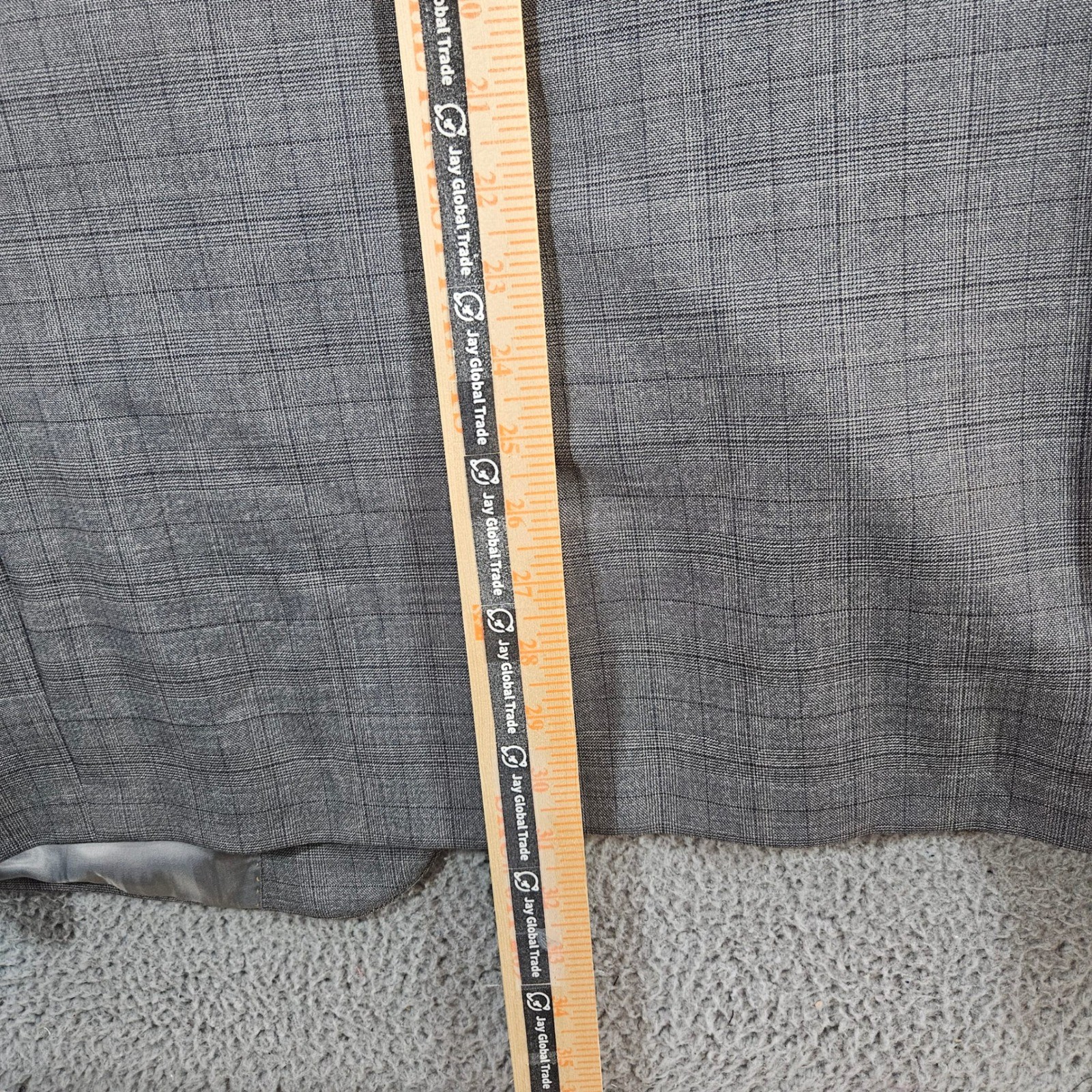 Hart Schaffner Marx Mens 41L 3 Piece Suit Grey Plaid Worsted Wool 35×30 Pants