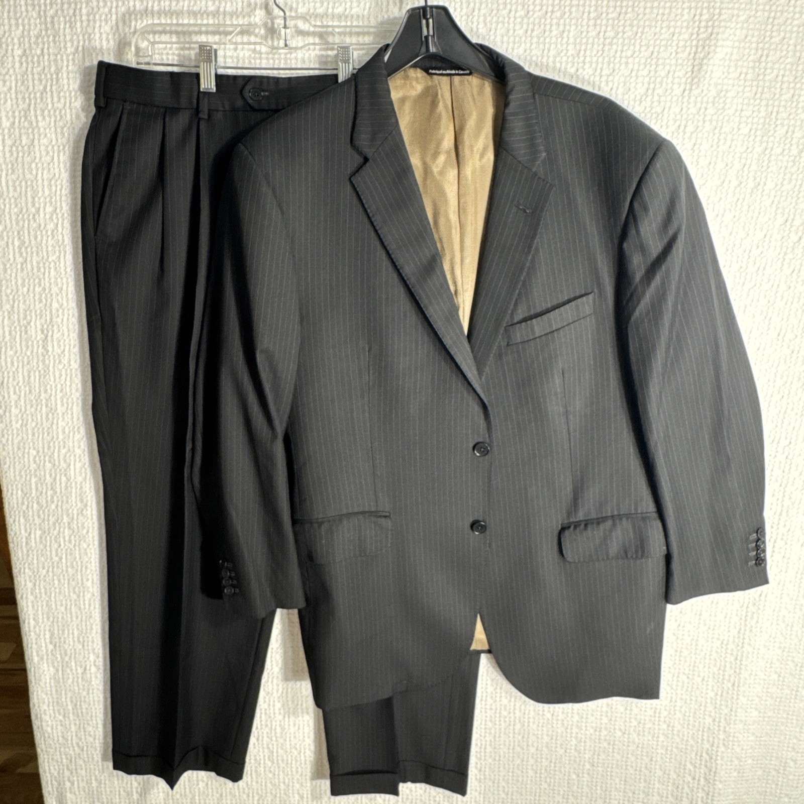 Coppley Black Label 44R 2 Piece Suit Black Pinstripe 37×28 44w36R Jordan Custom