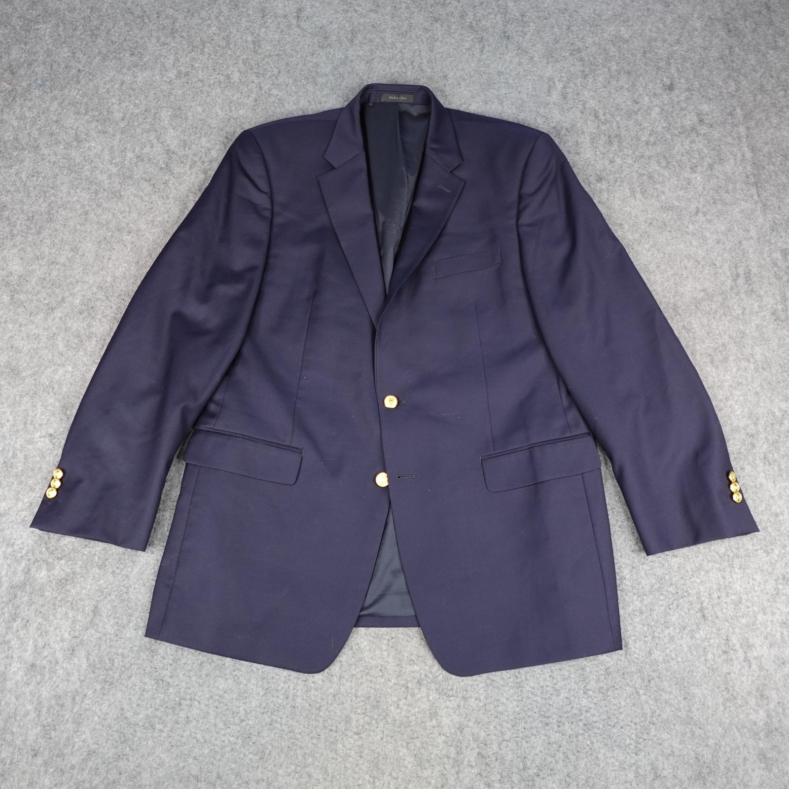Ralph Lauren Blazer Mens 44L Navy Blue Sport Coat Jacket Wool Gold Button 44 LRL