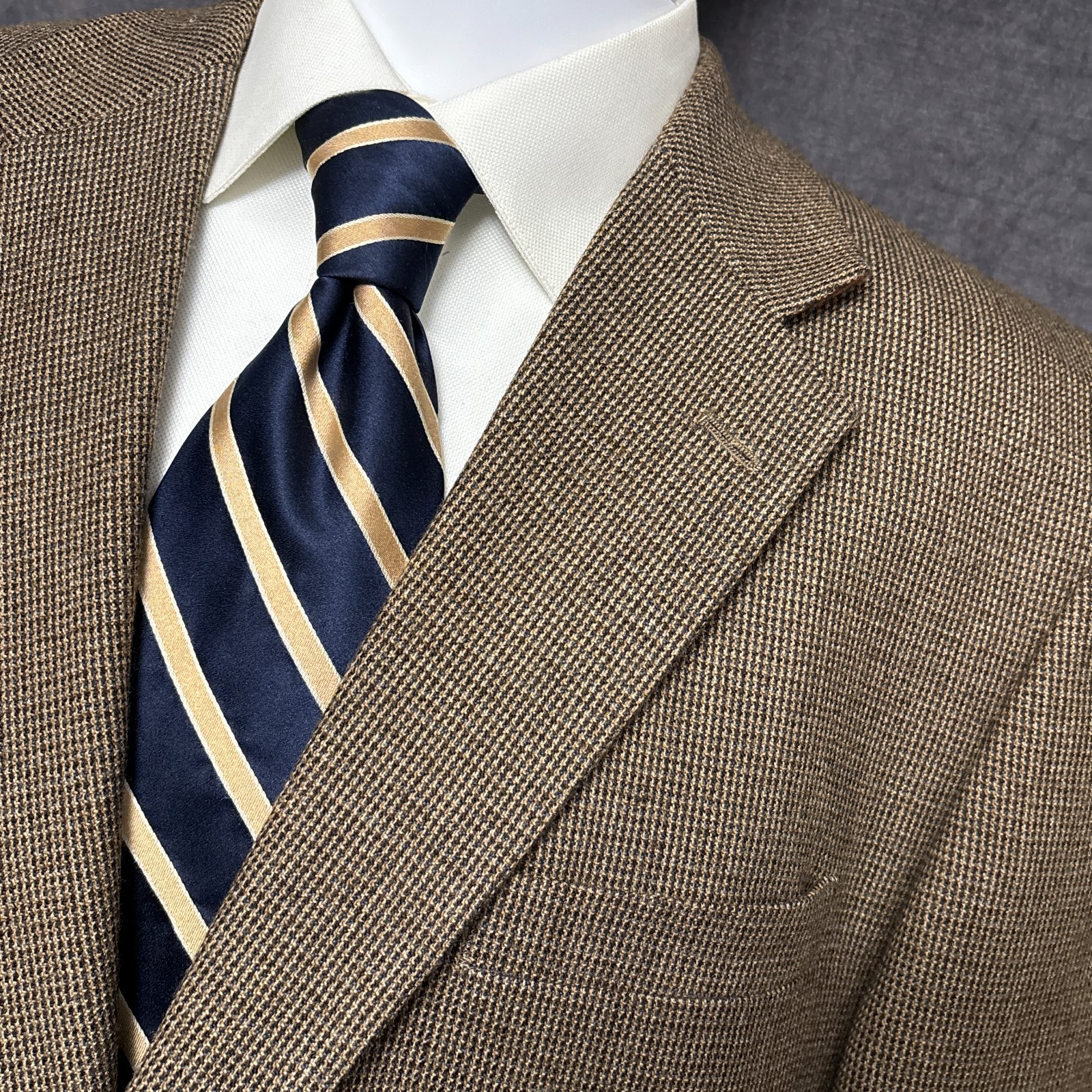 Meeting Street Sport Coat 46L Brown Check Lambswool Blazer Jacket