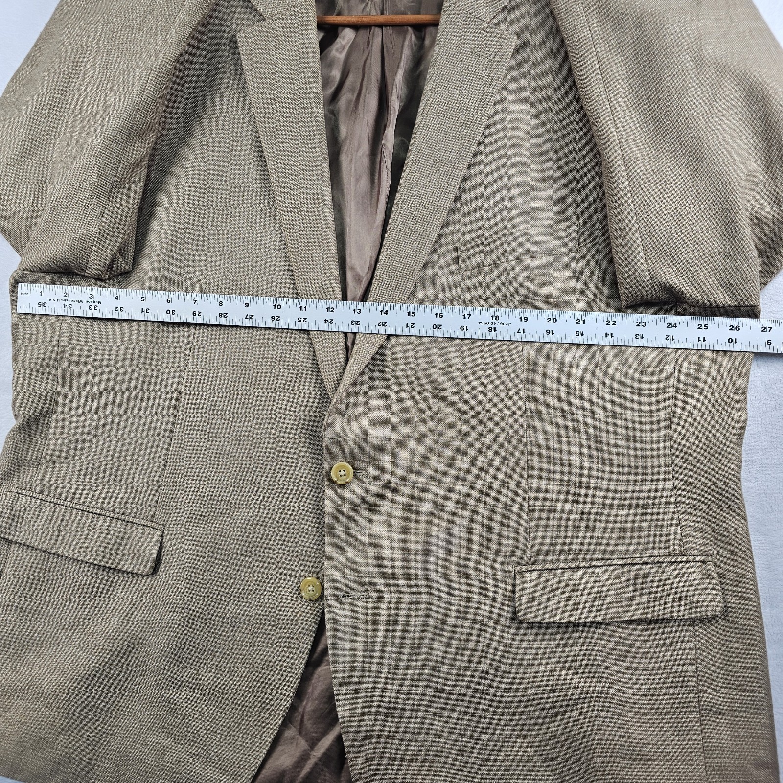 Ralph Lauren LRL Blazer Men’s 52R Sport Coat Jacket Polyester Linen Blend Beige