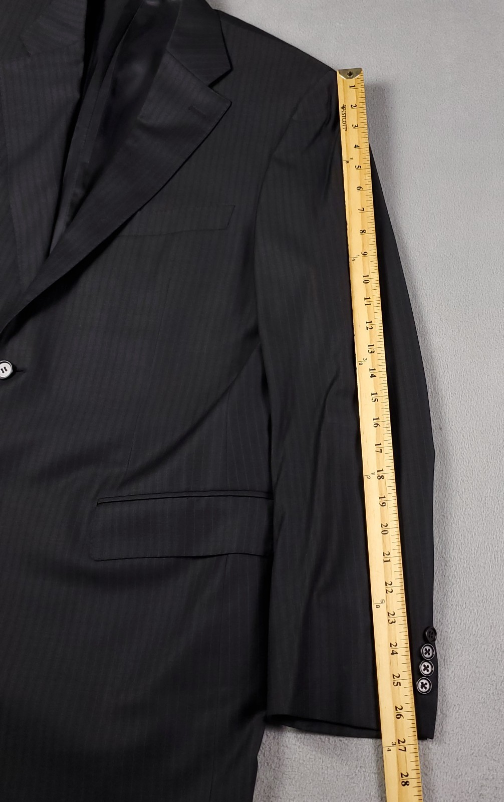 Canali 2 Pc Wool Suit 2 Button Jacket 54L EU/ 44L US Pants 36×32 Gray Striped