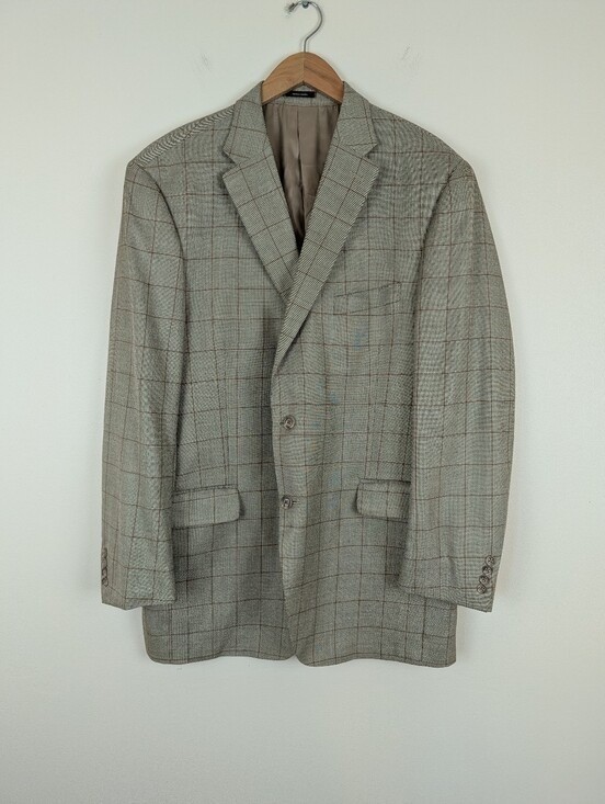 Peter Millar Silk & Wool Blend Windowpane Check Blazer – See Measurements