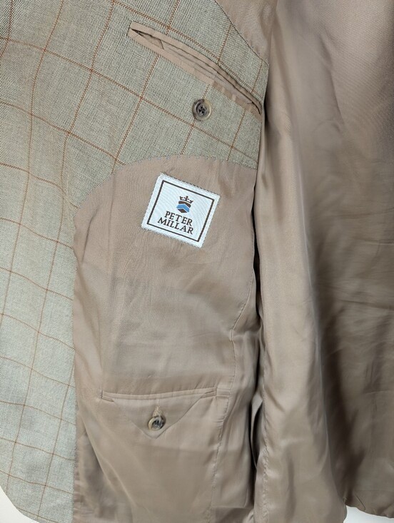 Peter Millar Silk & Wool Blend Windowpane Check Blazer – See Measurements