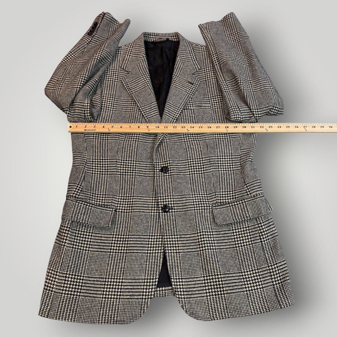 Brooks Brothers Mens 42R Wool Glen Plaid Blazer Sport Coat Made in Italy Black