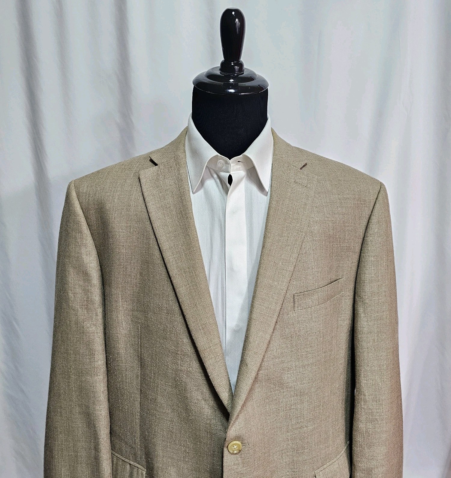 Ralph Lauren LRL Blazer Men’s 52R Sport Coat Jacket Polyester Linen Blend Beige