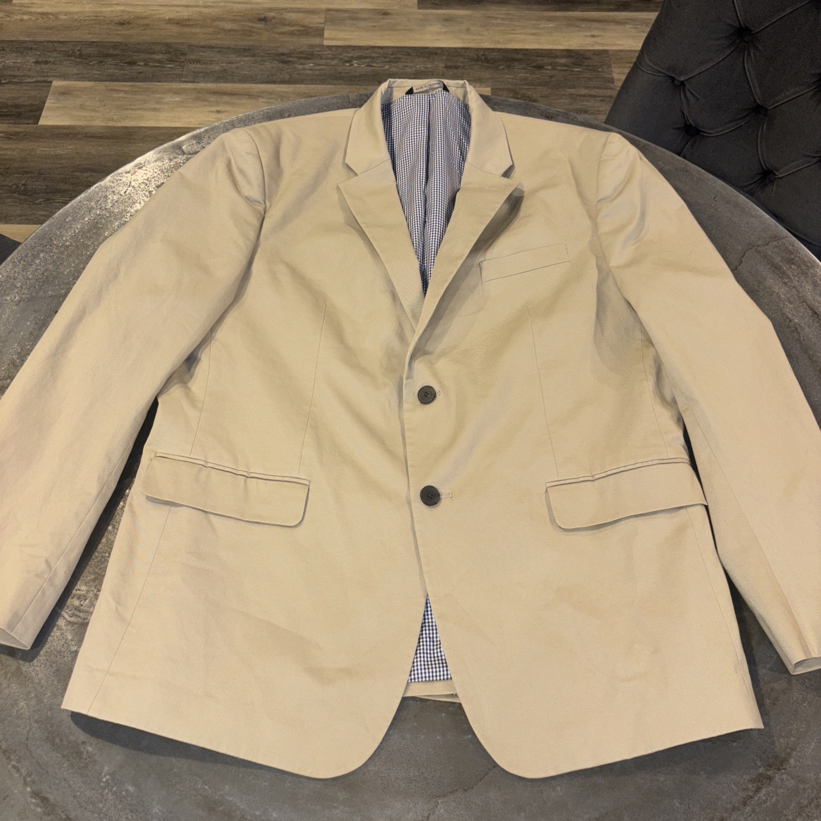 Banana Republic Sport Coat 46R Standard Fit Tan Beige Cotton Stretch Casual