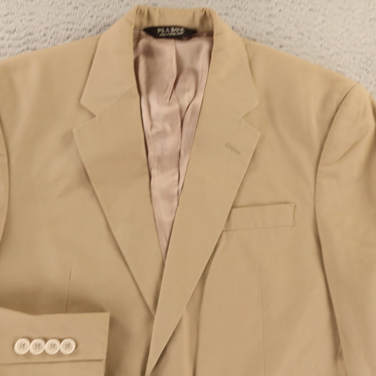 Jos A Bank Jacket S 36R Tan Beige Hopsack Cotton Polyester Blazer Sport Coat