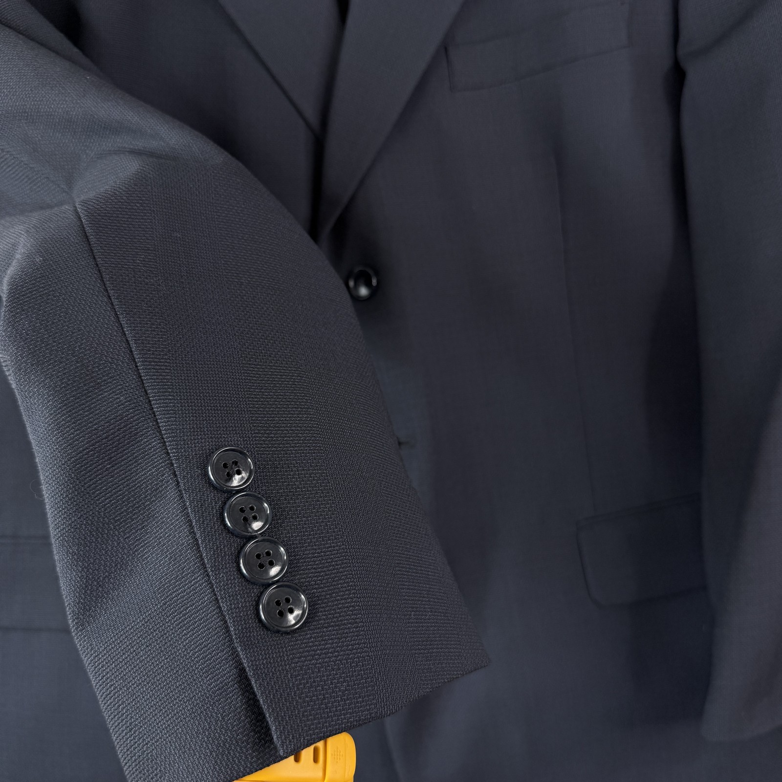 Jones New York Suit Mens 46R Navy Blue 3 Button Golden Twist Wool Pants 36×26