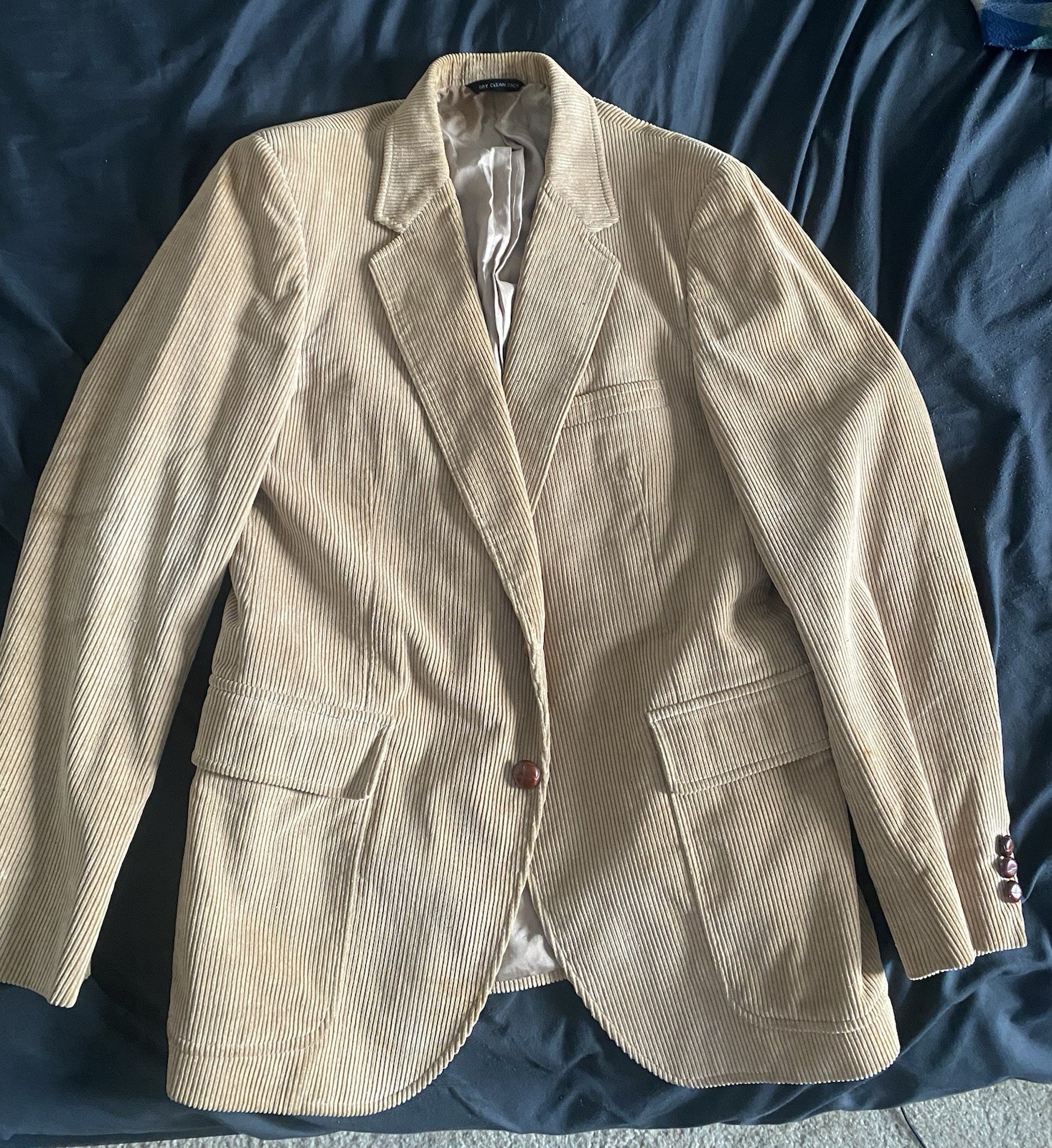 911 COLLECTION Tan Corduroy Sports Jacket 46R – 100% Cotton, 100% Rayon