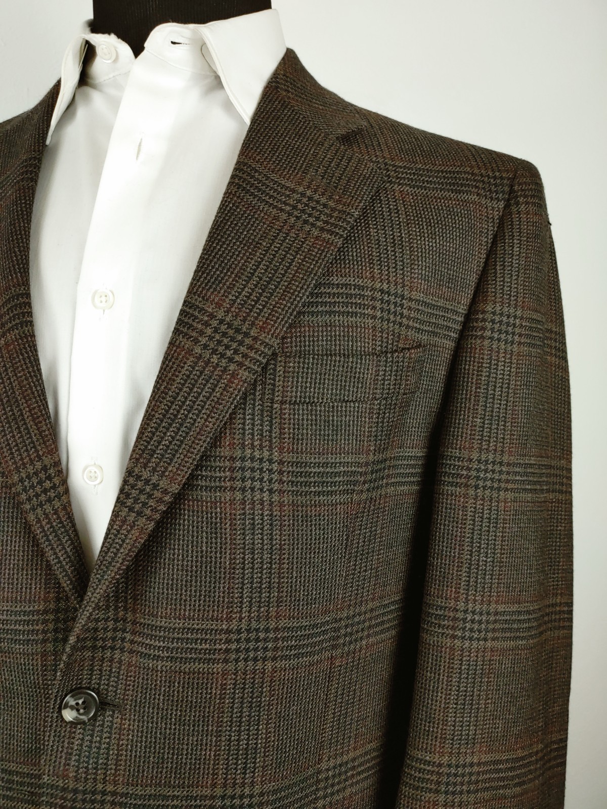 Jos. A. Bank Mens 42R Dark Brown Glen Plaid Check Tweed Blazer Sport Coat Jacket