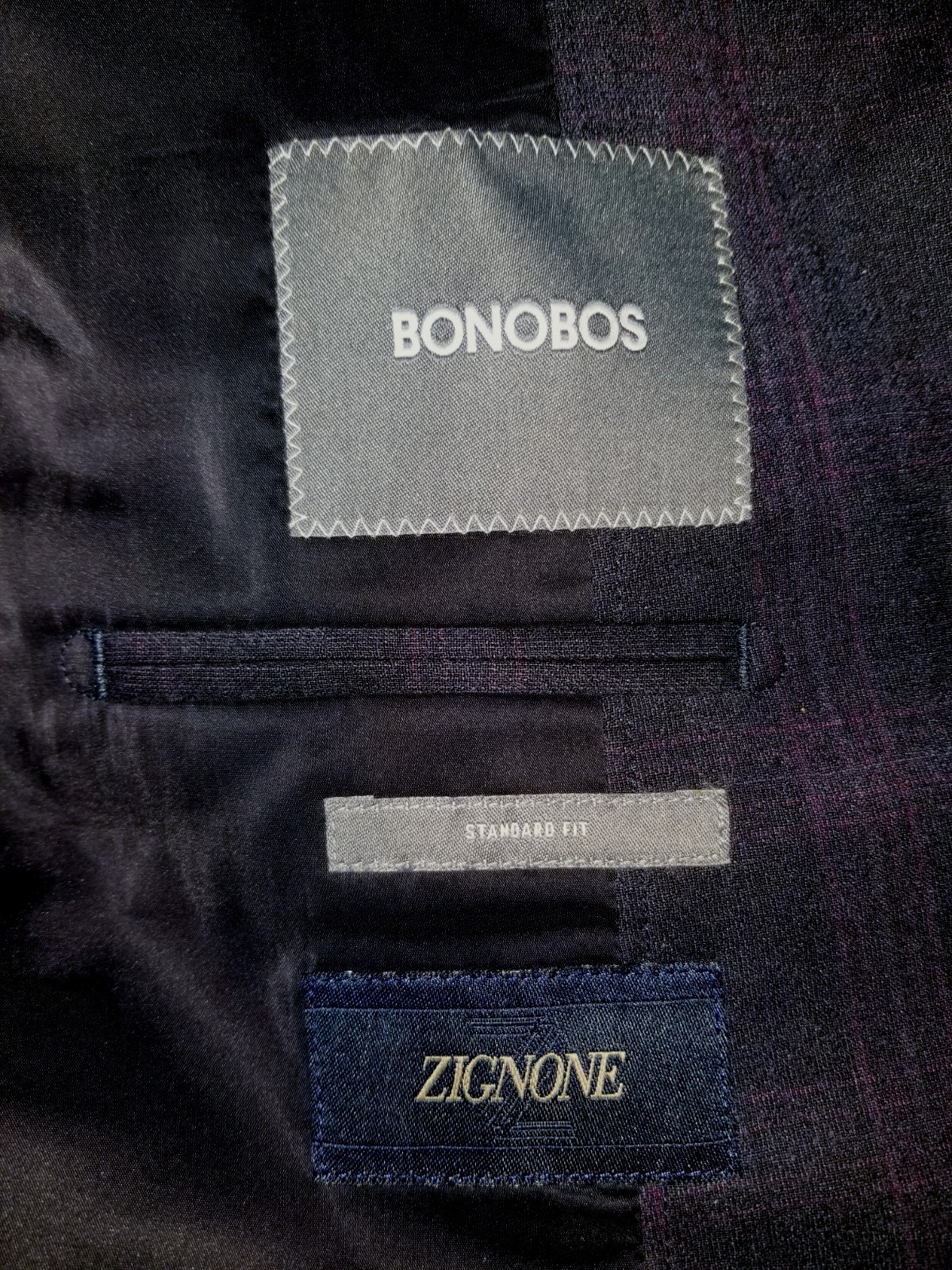 40S Bonobos Standard Fit Wool Gray Purple Blue Plaid Jacket Blazer Sport Coat