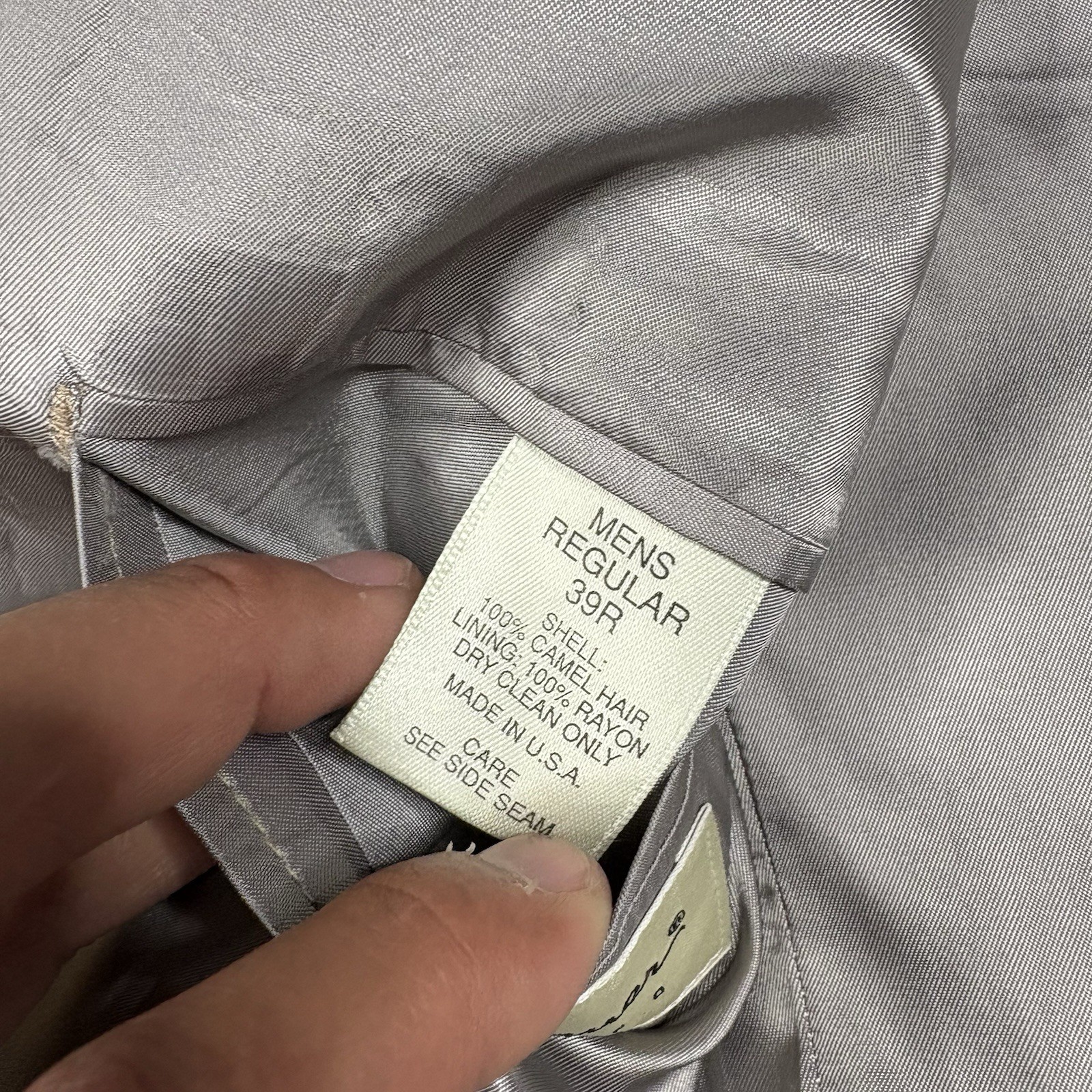 Vintage Eddie Bauer Blazer Men’s Size 39 Beige Camel Hair USA Made Retro Preppy