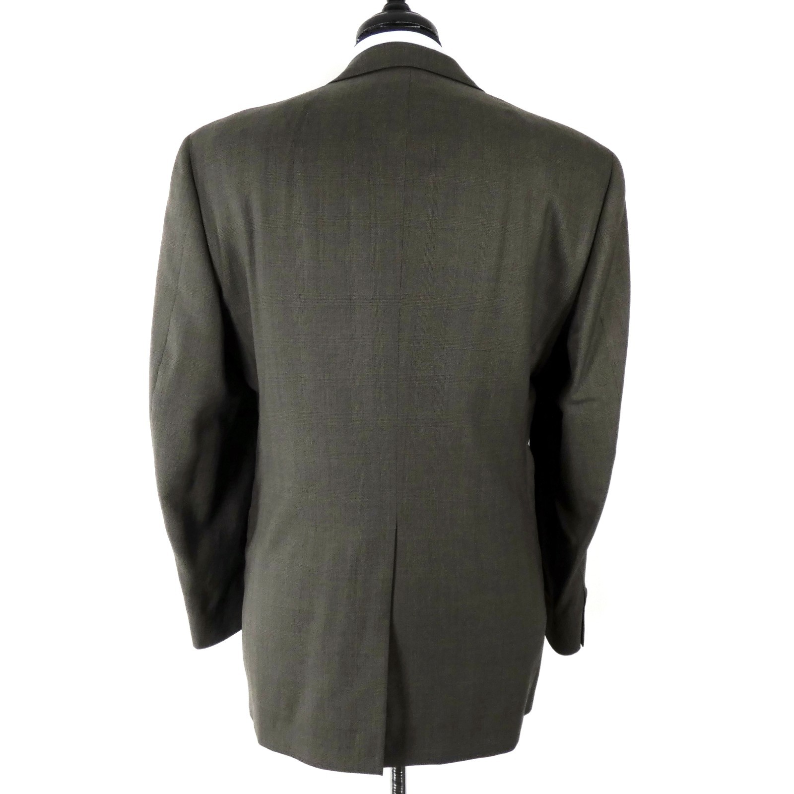 ELEGANT VINTAGE BURBERRY WOOL SUIT OLIVE PRINCE WALES PLAID CHECK 42R EXCELLENT
