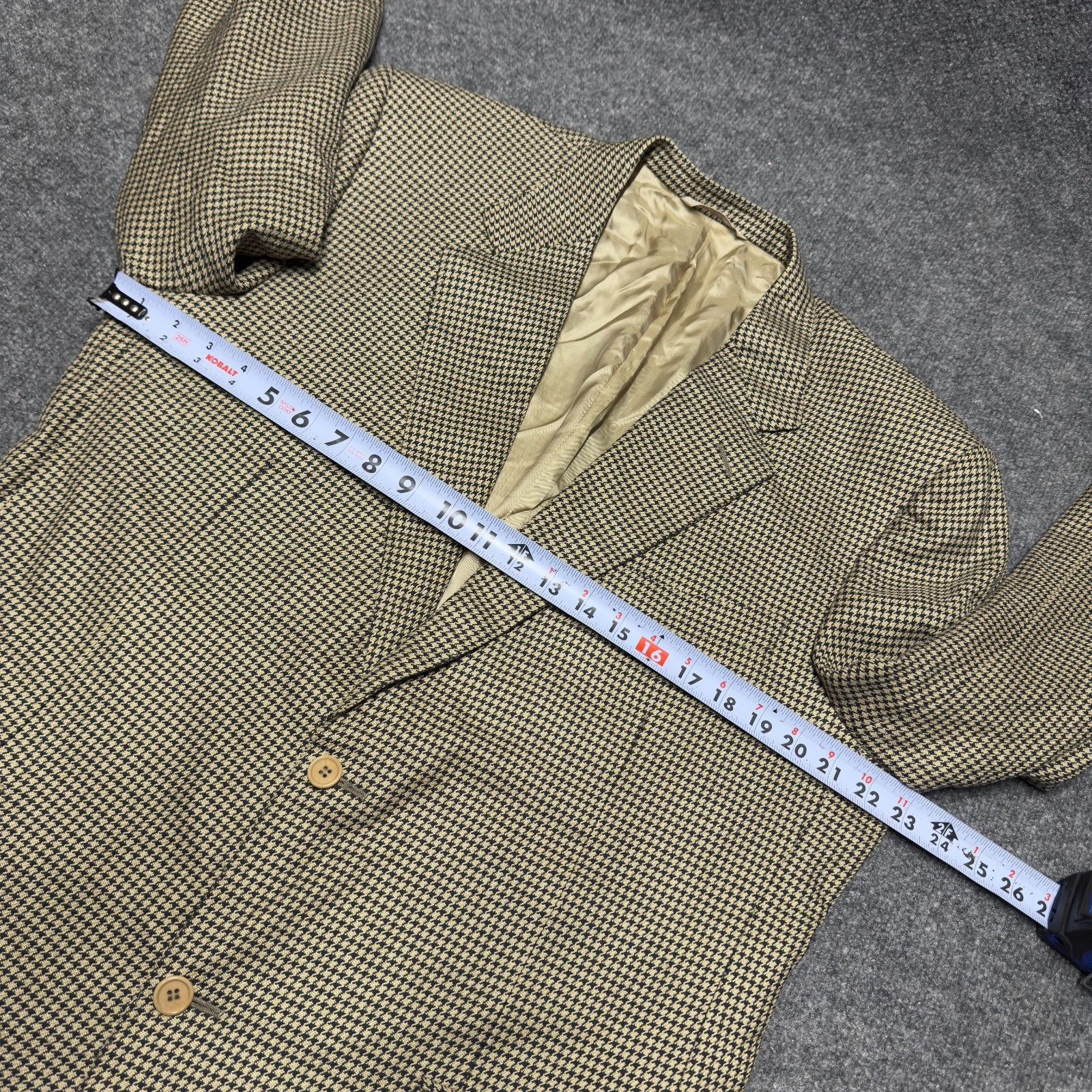 Canali Houndstooth Silk Wool Blazer Sport Coat Jacket Men EU 54 US 44 Beige