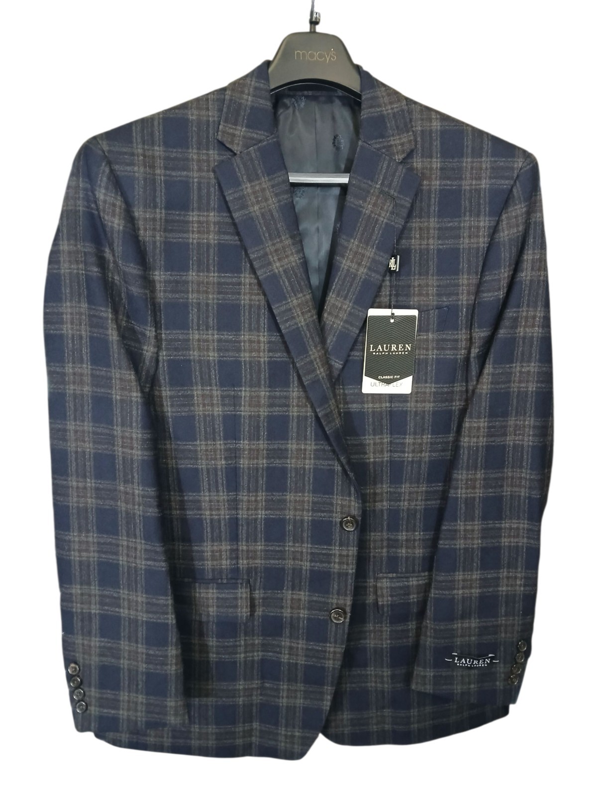 Lauren Ralph Lauren Men’s Lexington Classic-Fit Ultraflex Blazer Navy/Brown 48 R