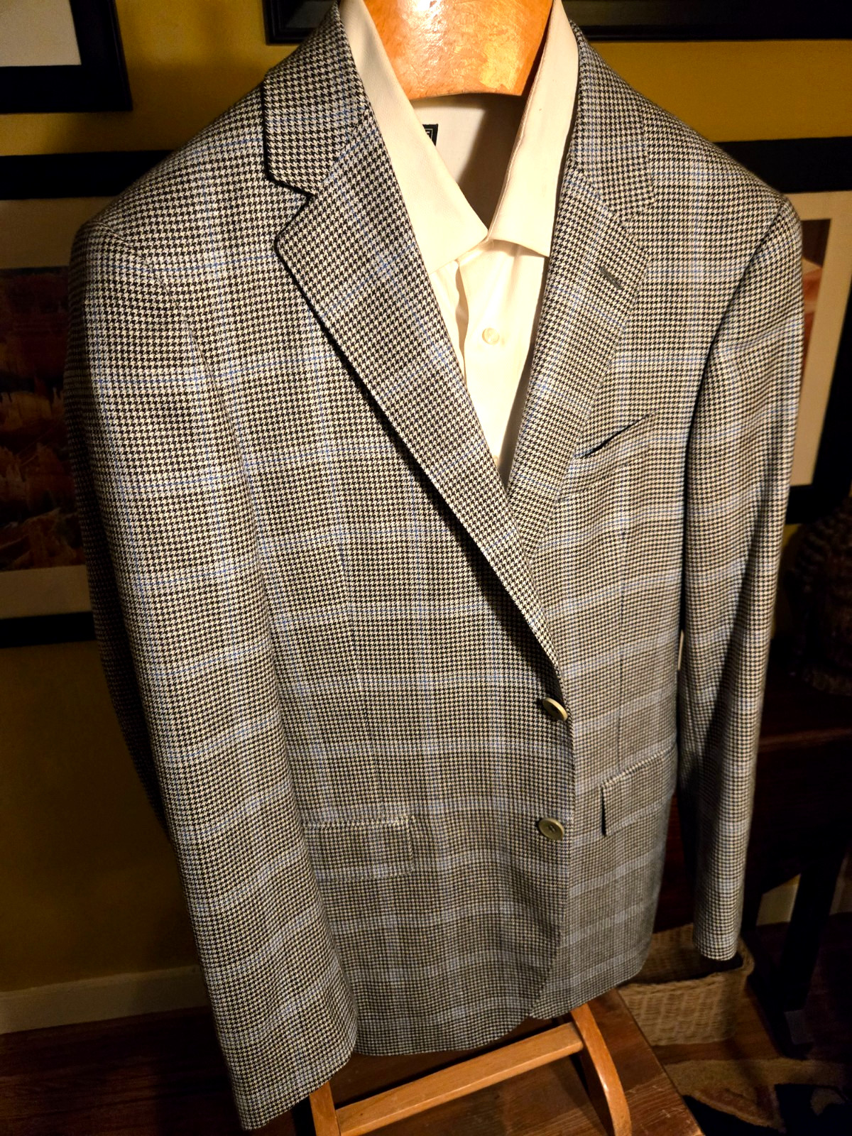 Paul Betenly Check Sport Coat, Wool / Silk / Cashmere, New W/O Tags, 38 Regular