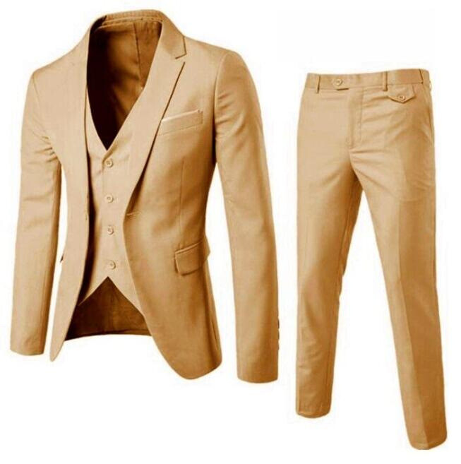 Mens Business Blazer Jacket Pants Suits One Button Slim Fit 2-Piece Set Suit