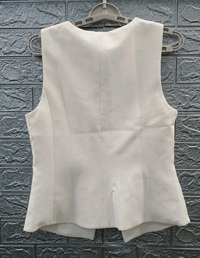 New Wilfred Aritza Slim Fit Linen Button Up Regal Suit Vest White Size 10