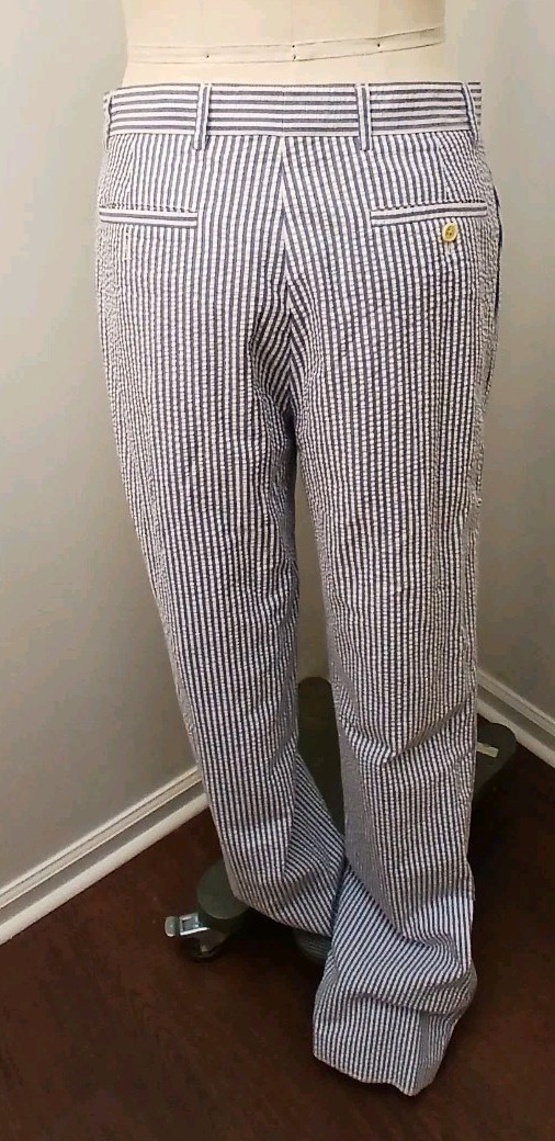 J. Peterman Seersucker Suit Jacket And Pants 100% Cotton