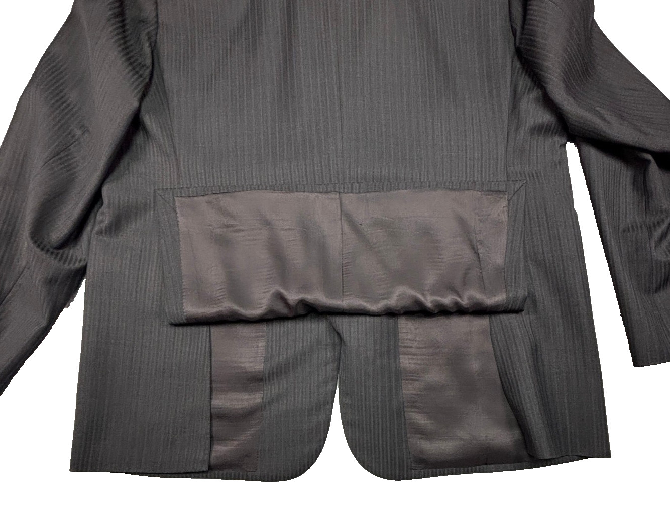 Custom Bespoke Suit Men’s US 44 EU 54 Gray Blue Shadow Stripe Wool Charms Tailor