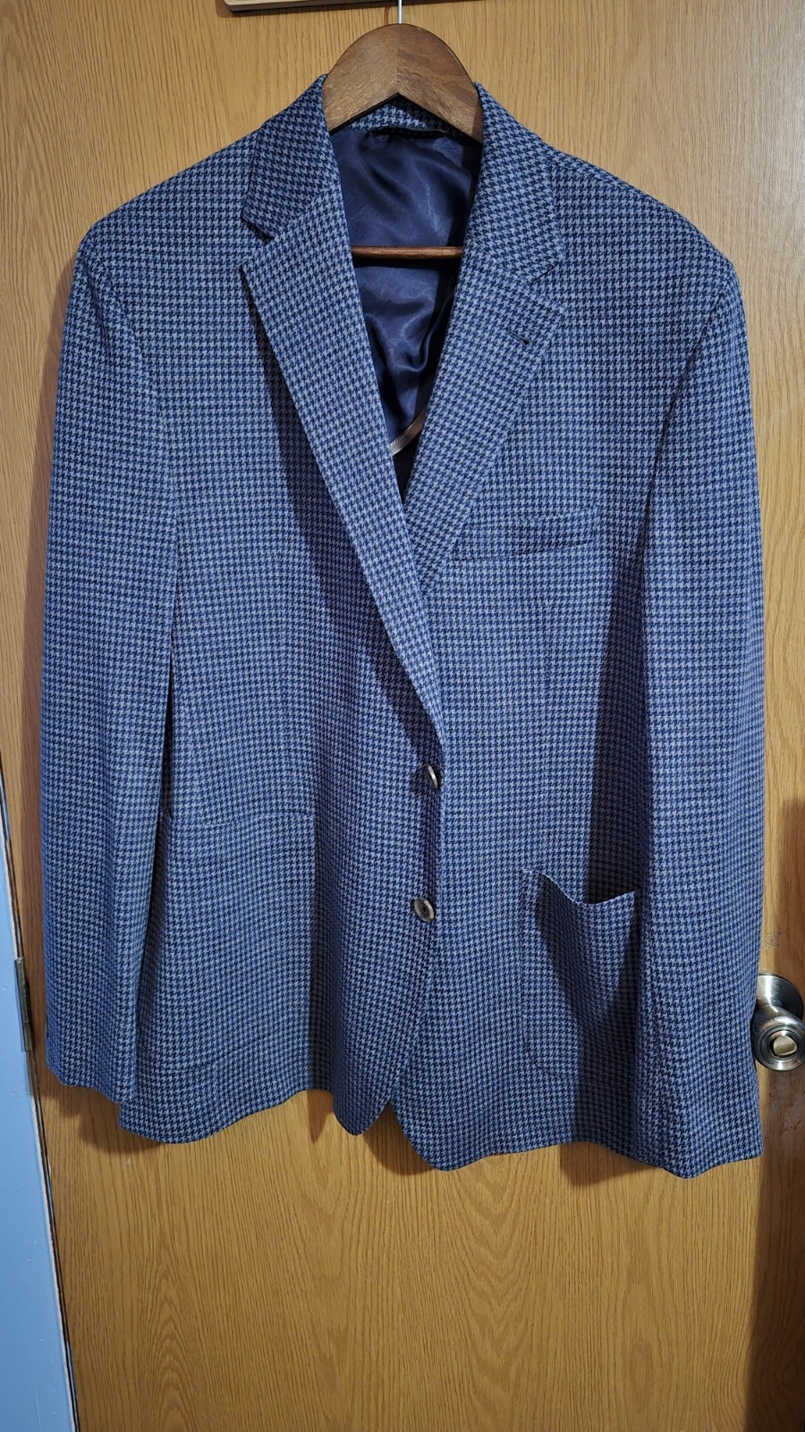Jack Victor Comfortwear Loro Piana 100 Wool Houndstooth Blazer Size 48R