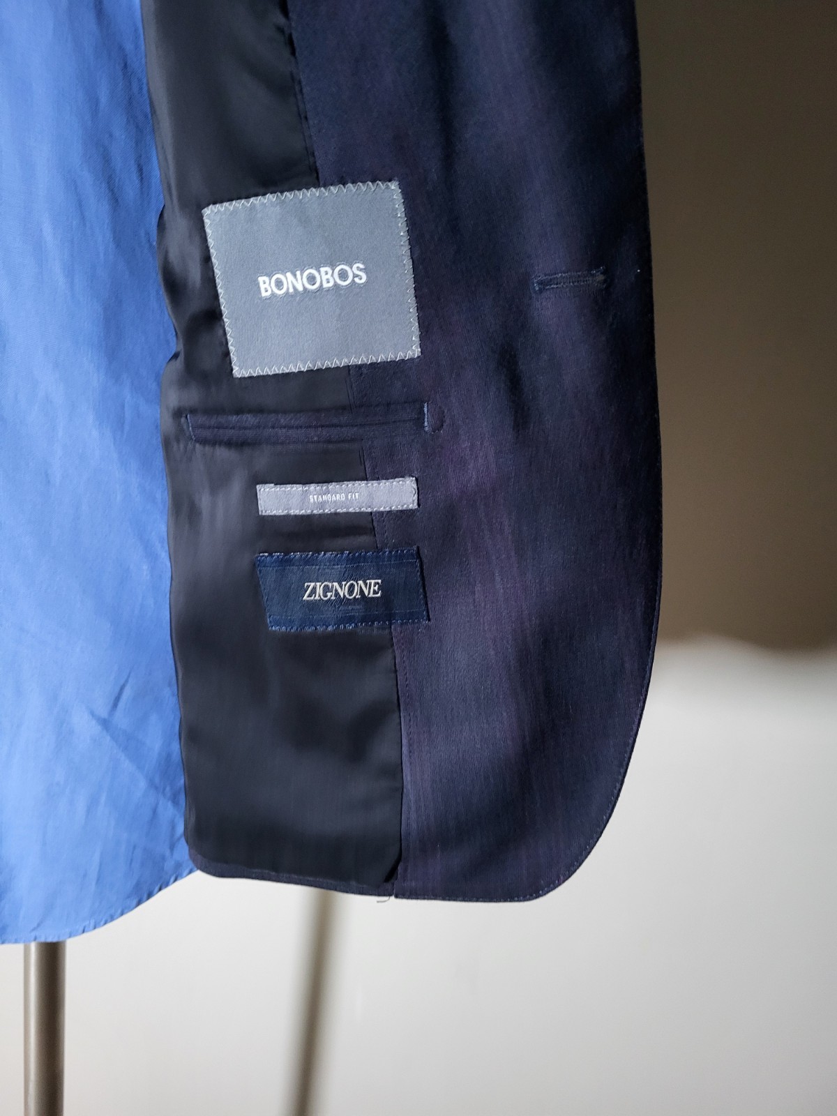 40S Bonobos Standard Fit Wool Gray Purple Blue Plaid Jacket Blazer Sport Coat