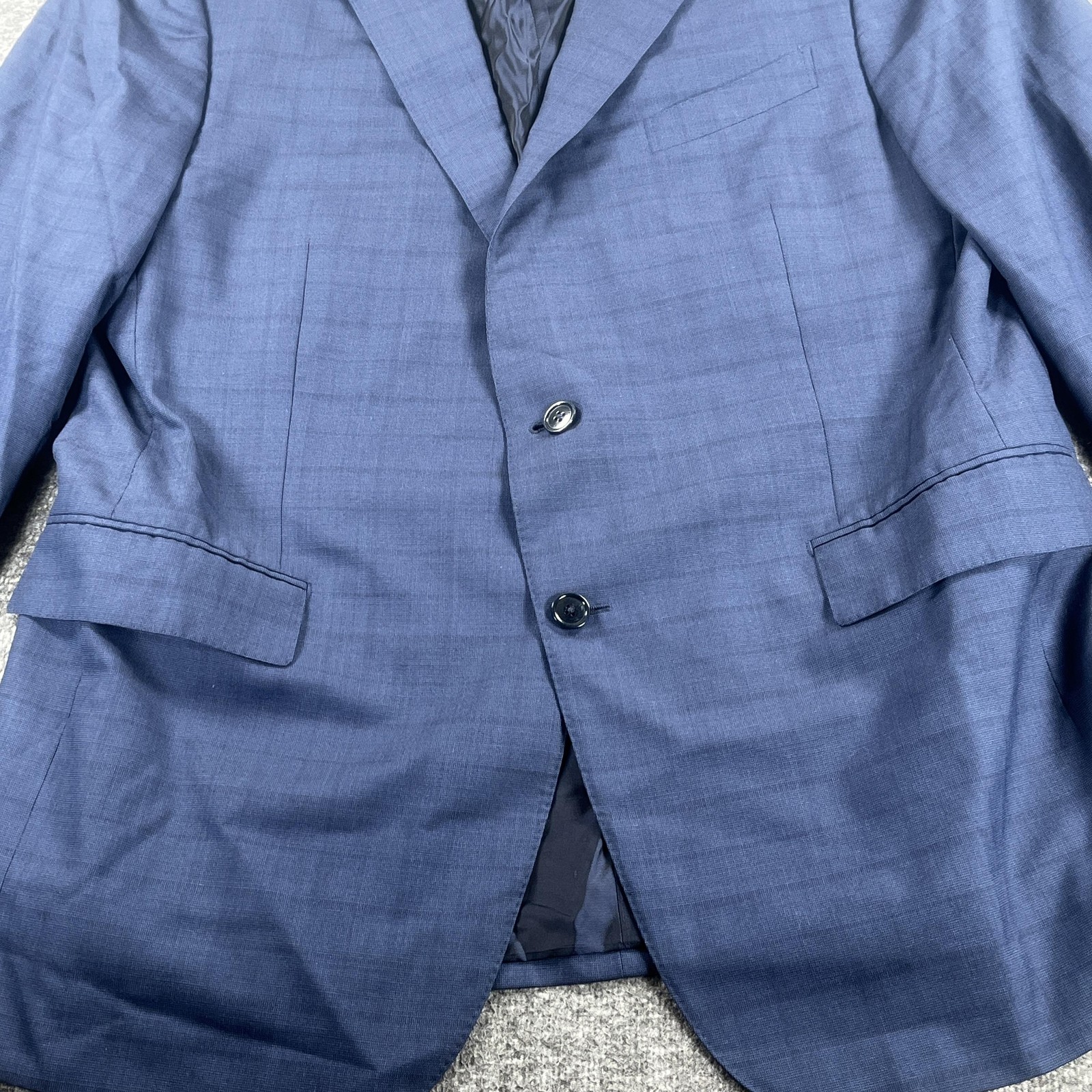 Ermenegildo Zegna Blazer Mens IT 56R Blue Check Wool Silk Suit Jacket Italy