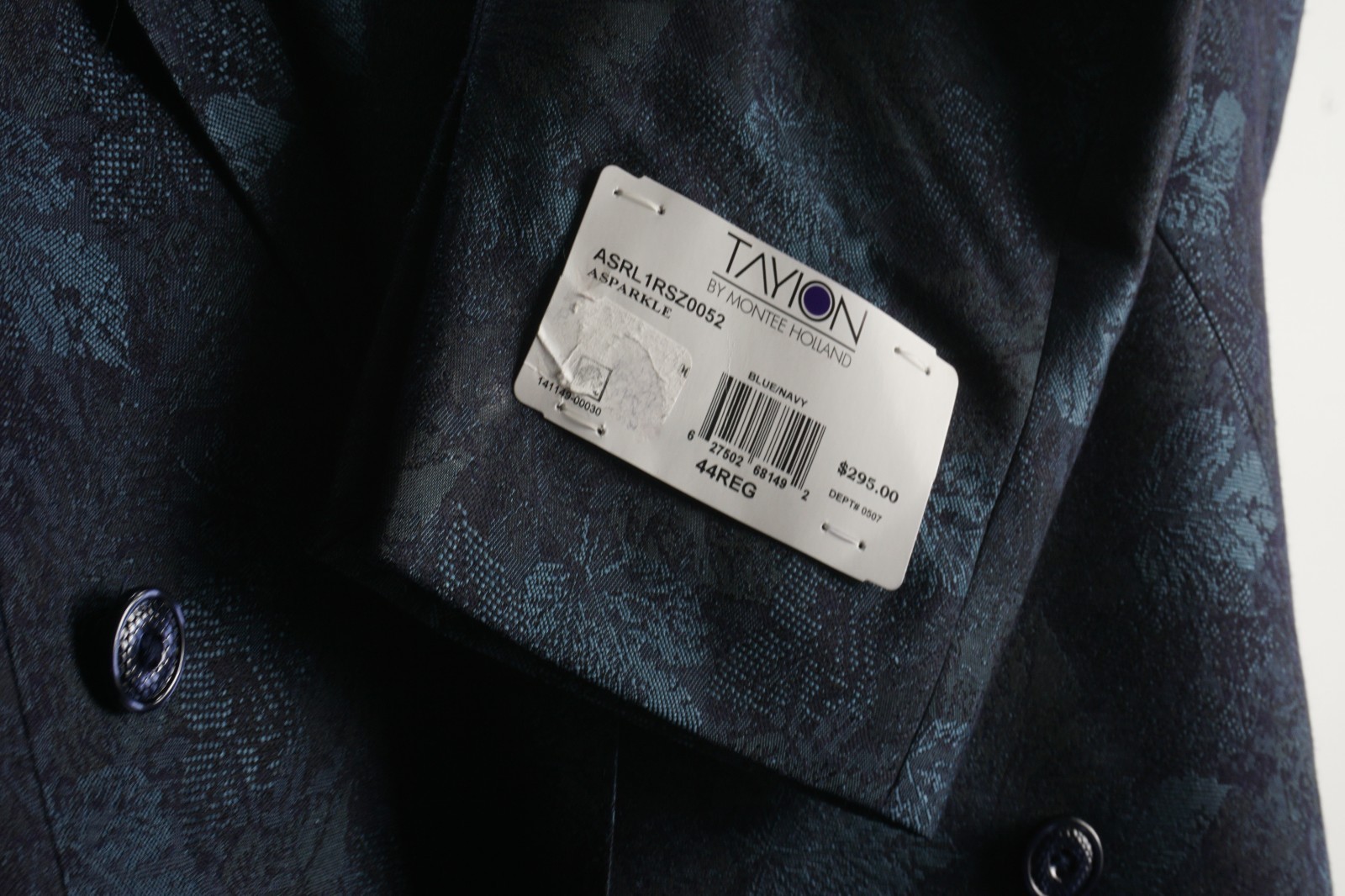 $295 Tayion Collection Floral Jacquard Double-Breasted Dinner Jacket Men’s 44R