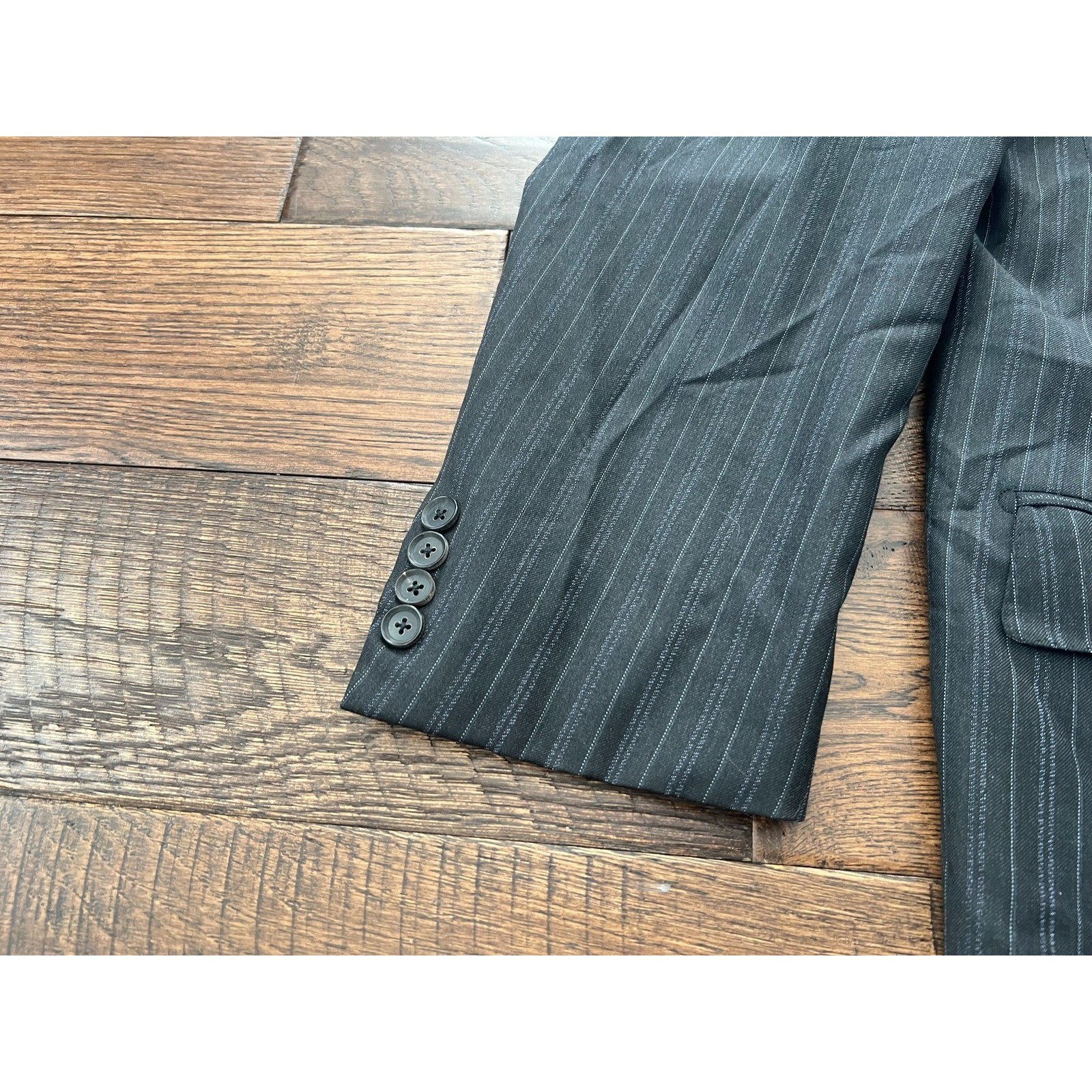 Isaia Napoli Gianluca Stewart A Pinstripe Wool Blazer Gray Blue 56L IT 46L US