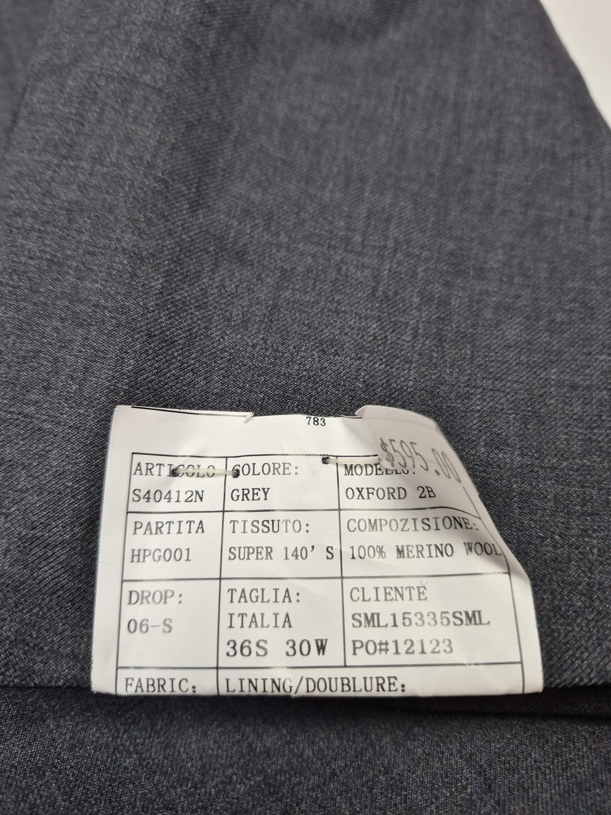 Prontomoda Europa Blazer Mens 36S Gray Super 140s Merino Wool Sport Coat Jacket