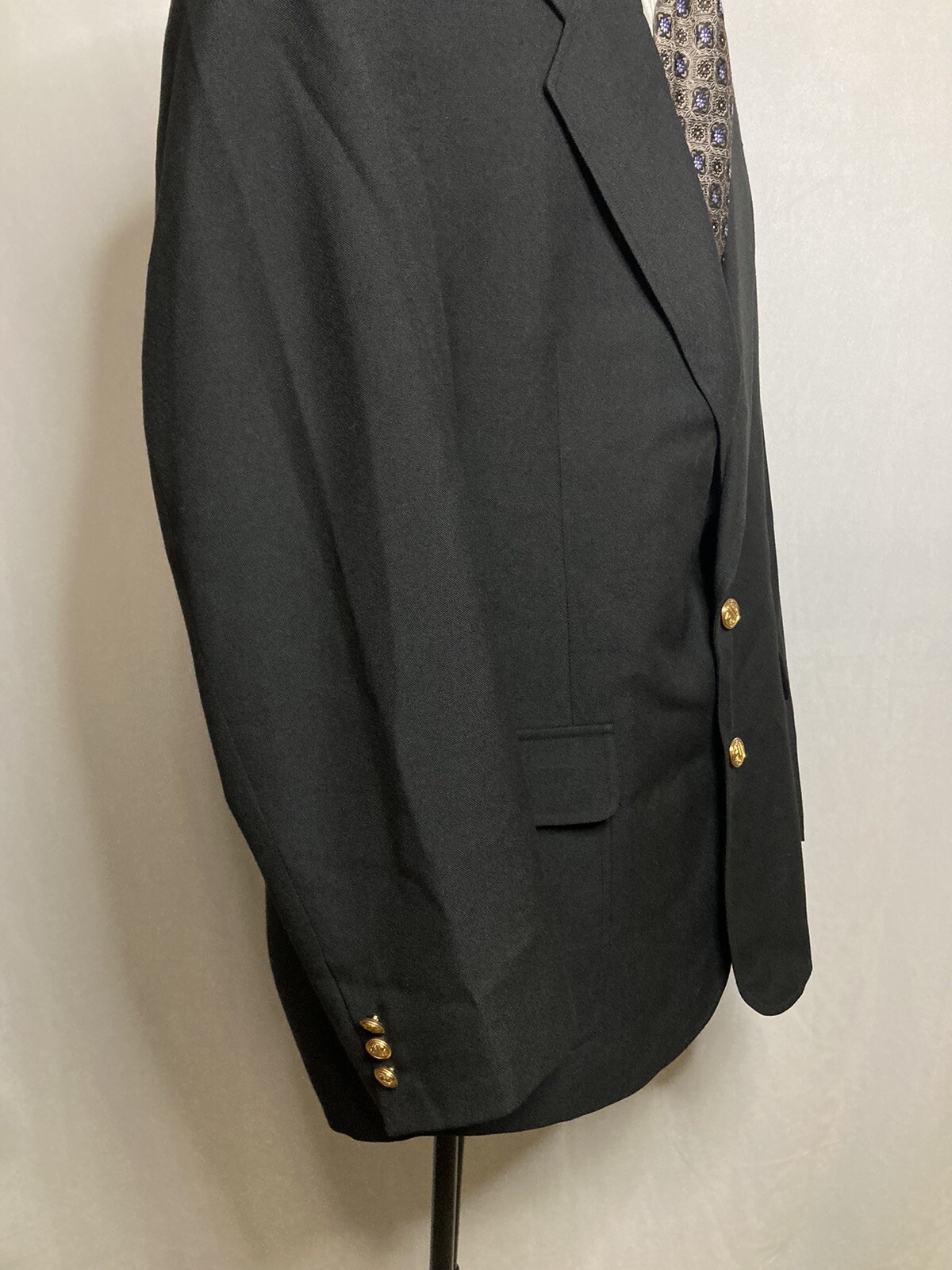 Moda Prima Mens Blazer Suit Jacket Sport Coat 44L 48″ Black 2 Button Wool Mint